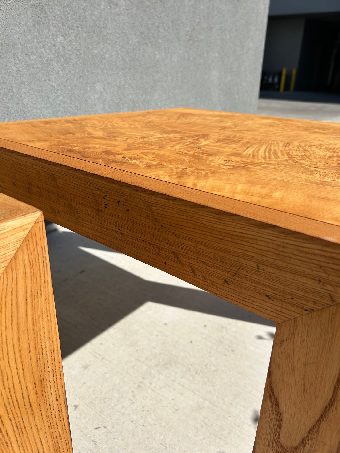 Vintage Mappa Burl and Oak Parsons Tables - Set of 2