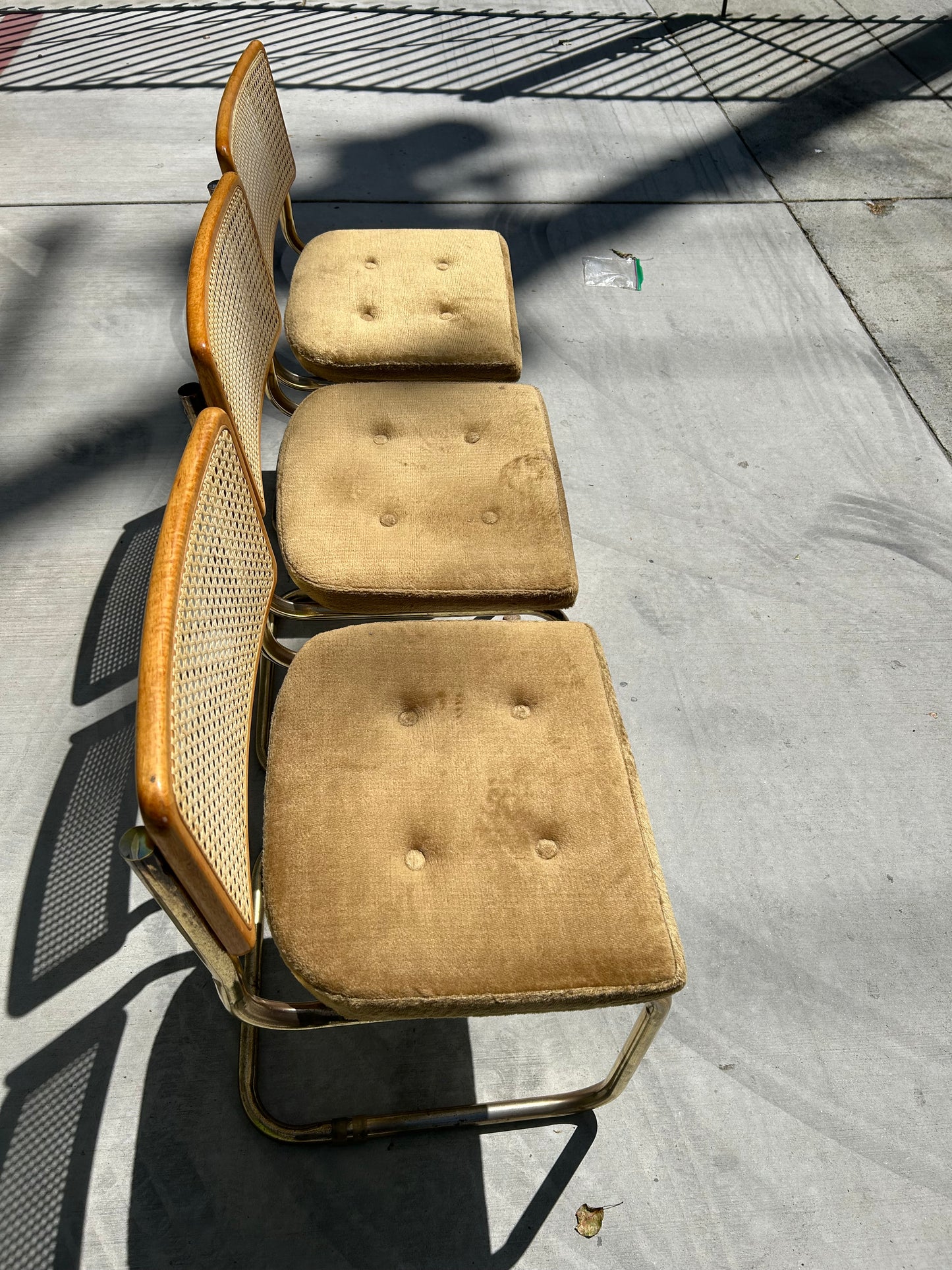 Mid Century Cantilever Cesca Style Chrome Tubular Dining Chairs - Set of 3, Circa 1980s