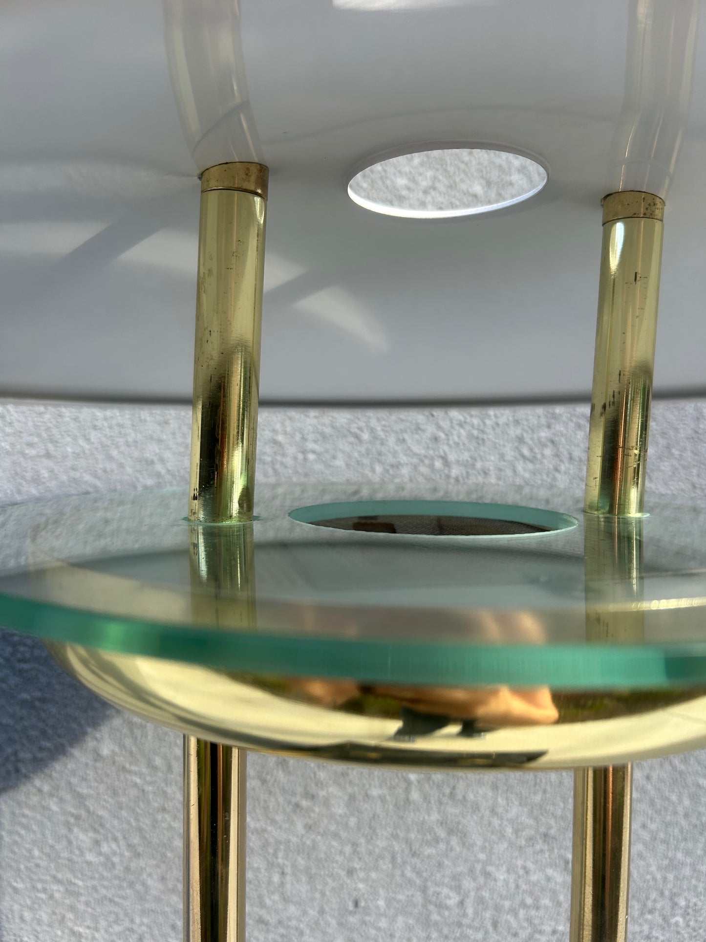 Vintage Post Modern UFO Gold Chrome Marble Base Table Lamp