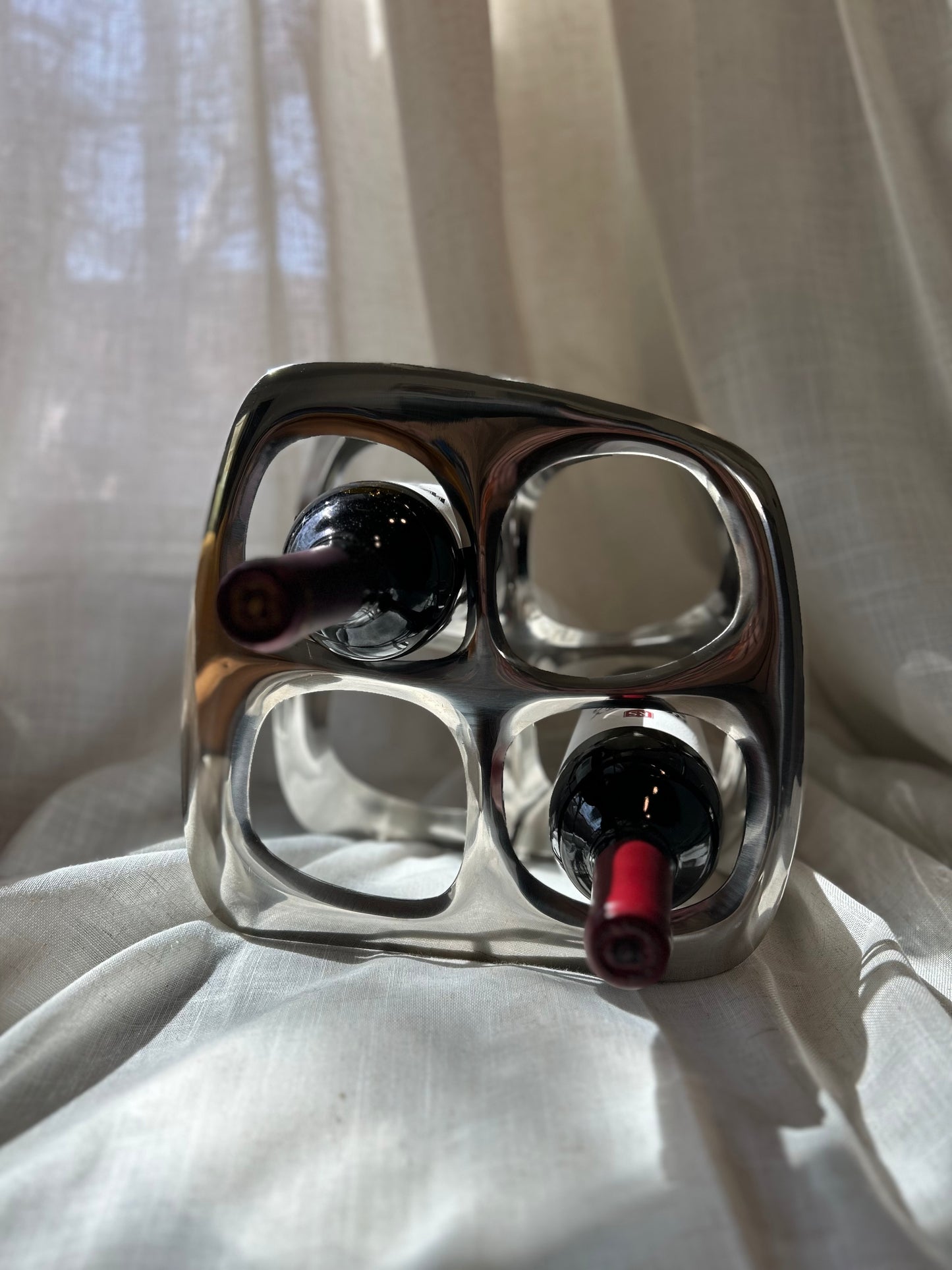 Vintage Chrome Abstract Wine Rack