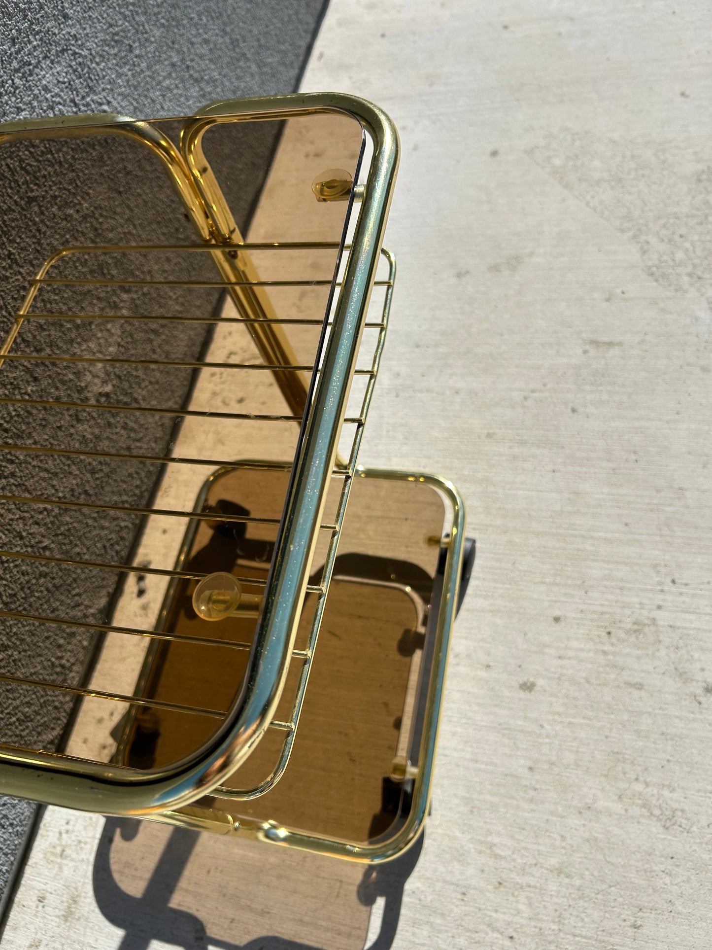 Vintage Tubular Brass Side Table with Magazine Shelf, Circa 1970s