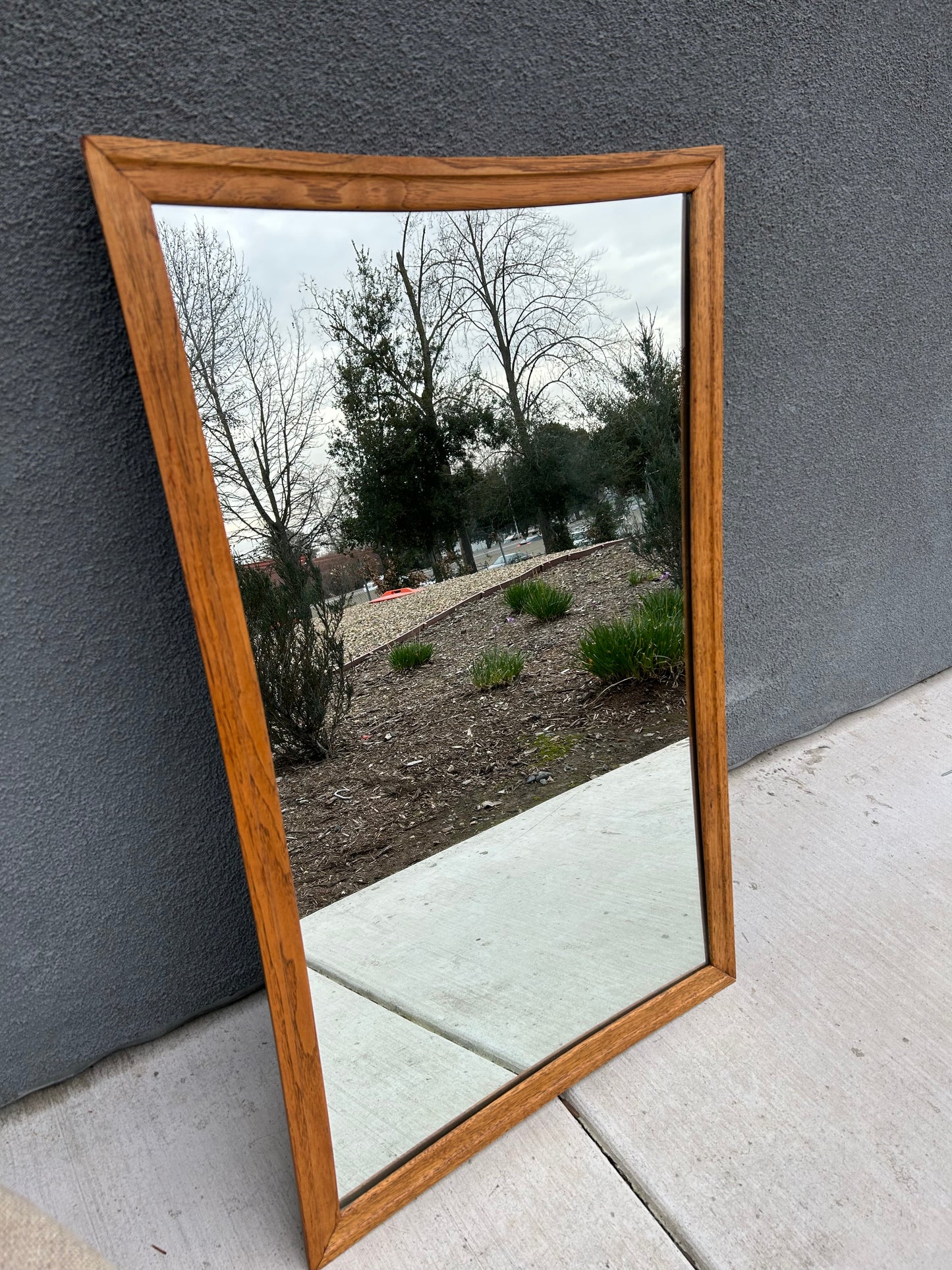 Broyhill Sculptra Mid-Century Modern Walnut Framed Wall Mirror, Circa 1960s