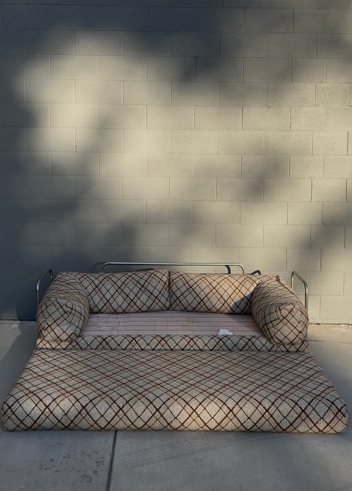 Rare Vintage De Sede Style Steel Framed Daybed Sofa Bed, Circa 1980s