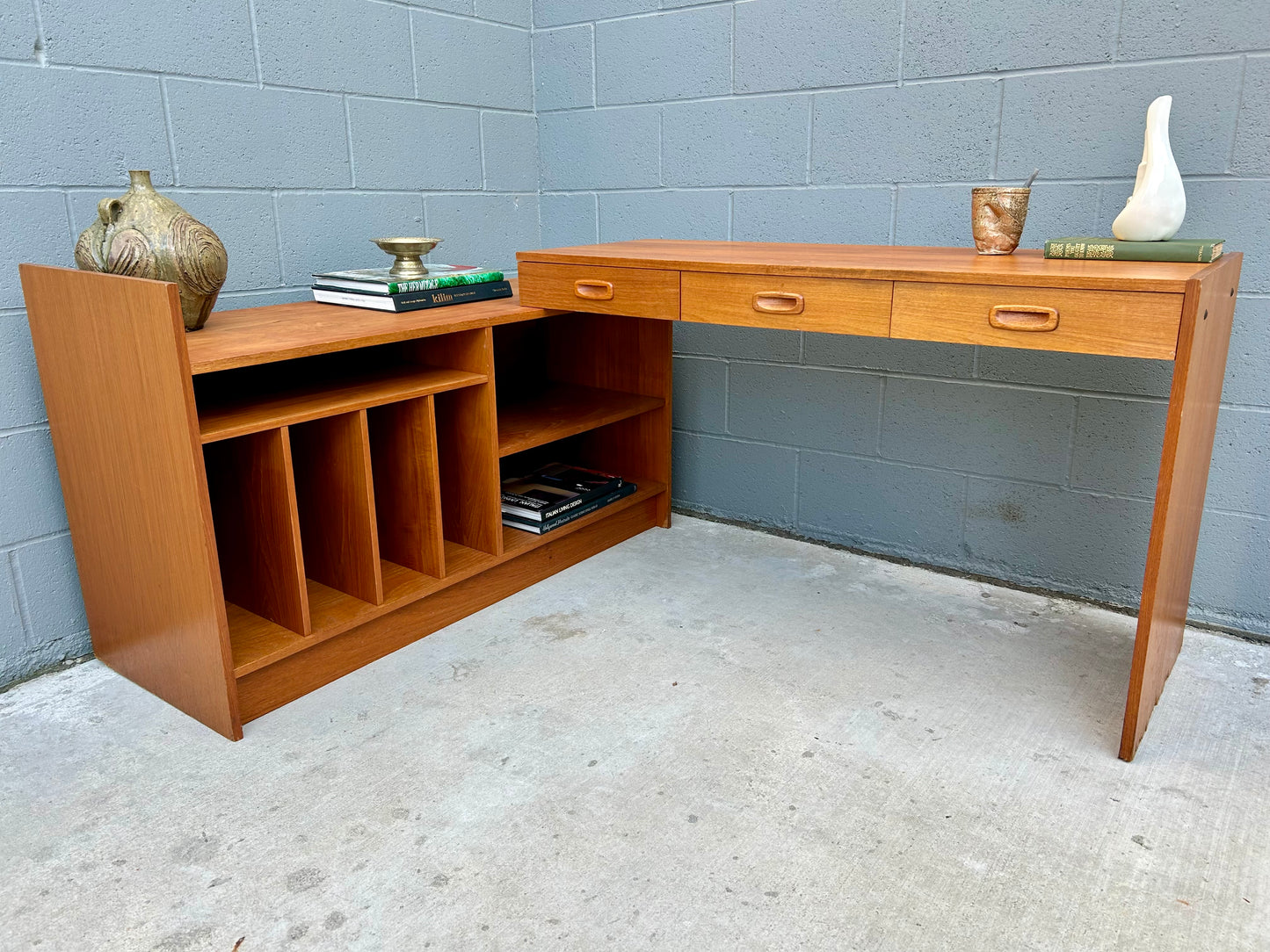Danish Teak 3-Way Record Console/Desk, circa 1970s