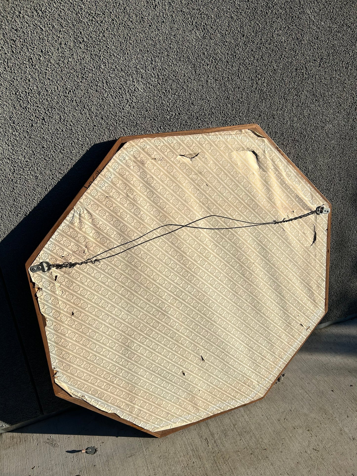 Burl Wood Octagonal Accent Wall Mirror, Circa 1970s