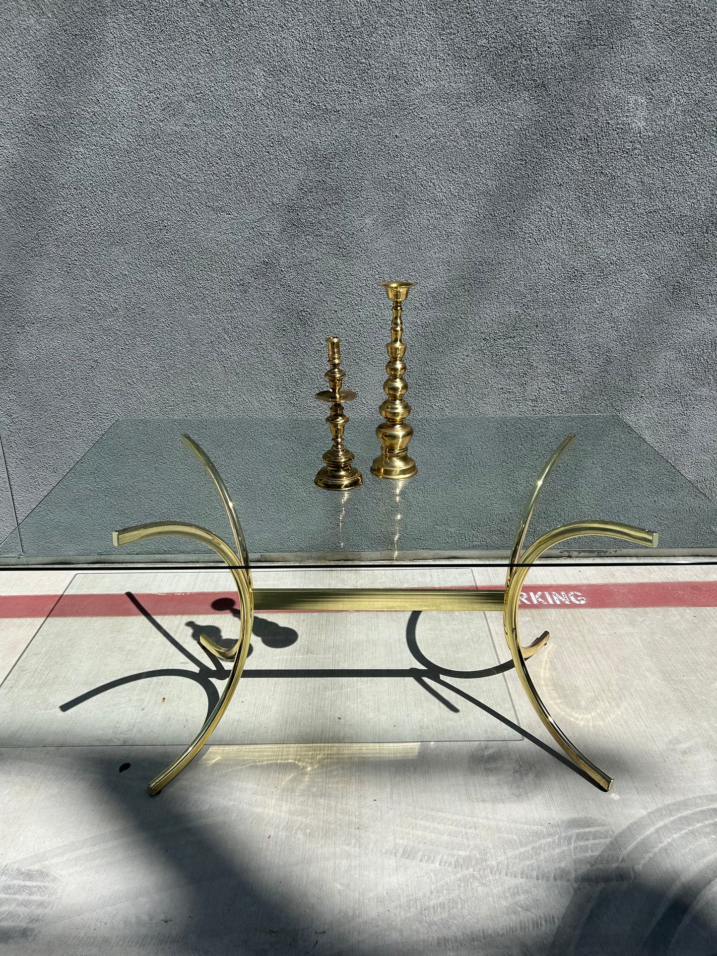 Brass and Glass Dining Table, Italy, Circa 1970s