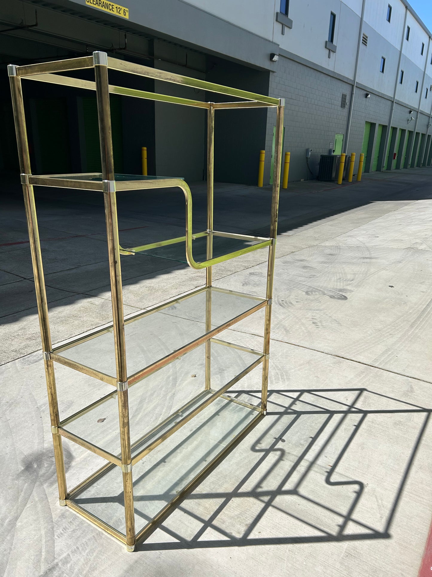Vintage Brass and Glass Etagere in the Style of Milo Baughman, Circa 1970s
