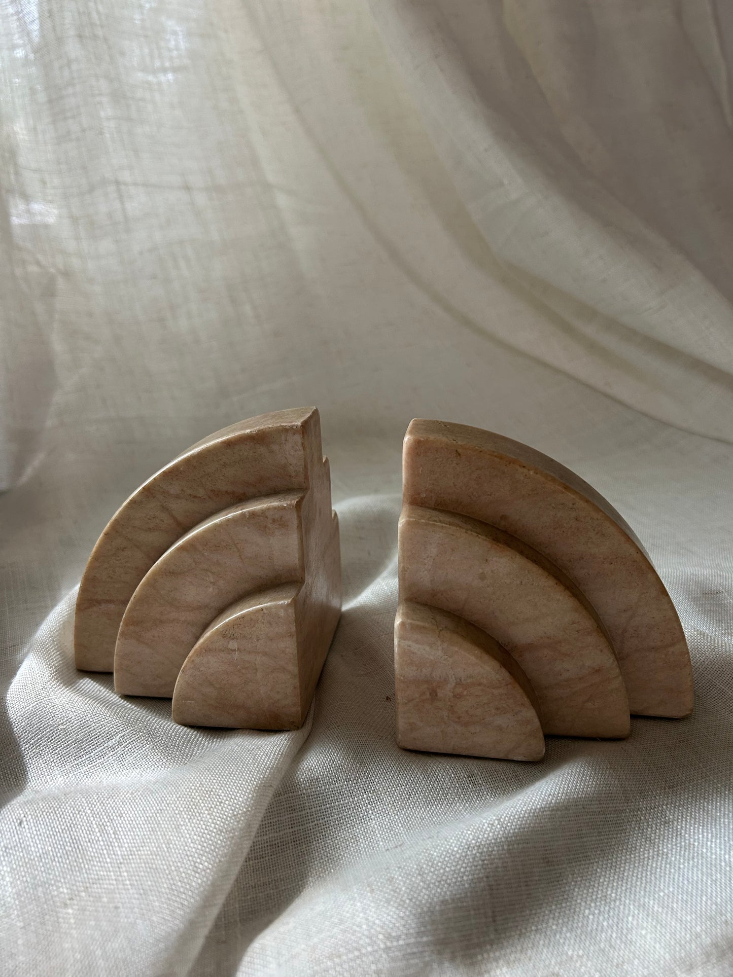 Art Deco Genuine Rocky Mountain Alabaster Bookends