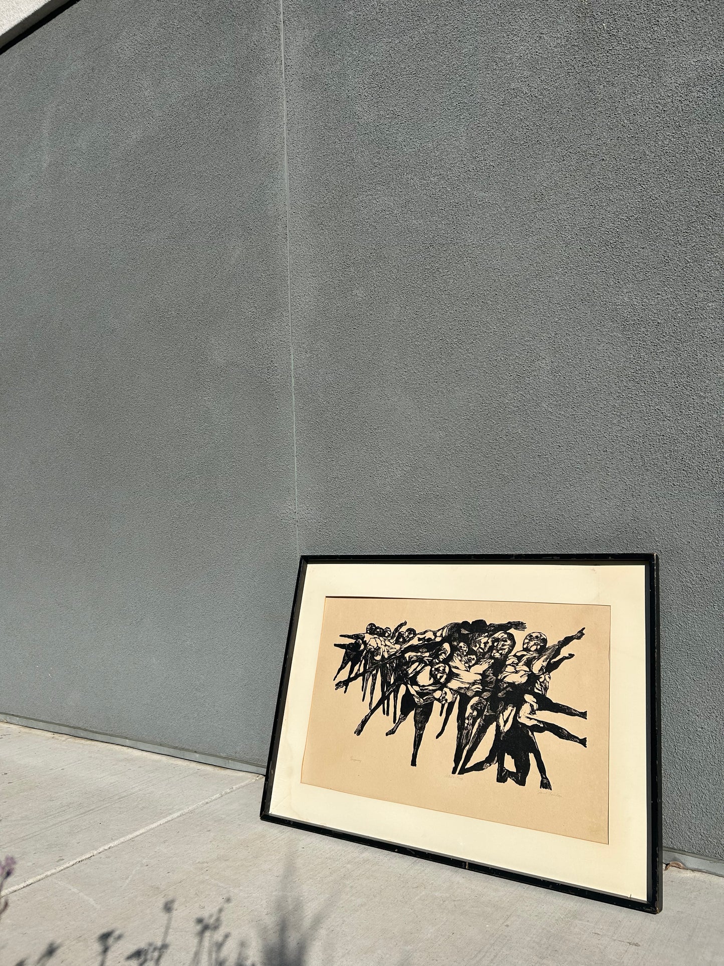 Vintage Signed Original Woodcut Matted and Framed, Jacob Landau, Circa 1960s