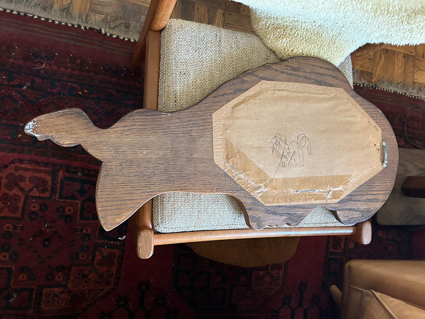 Hand Made Italian Oak Profile Mirror, circa 1980