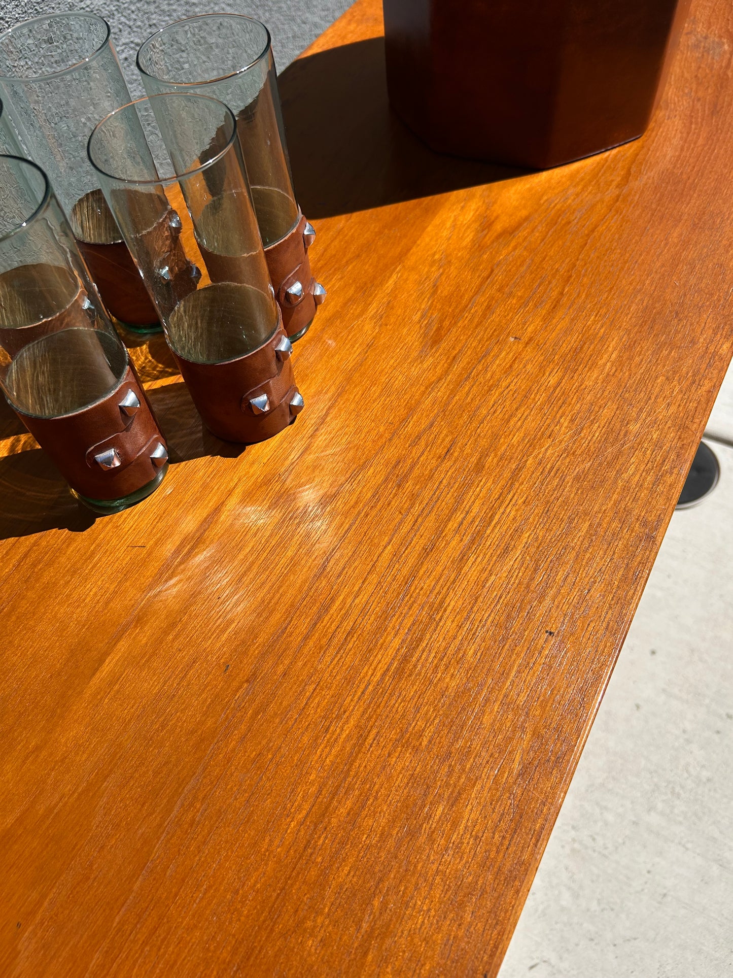 Mid Century Danish Sliding Door Teak Media Sideboard, by Feldballes Mobelfabrik of Denmark, Circa 1970s