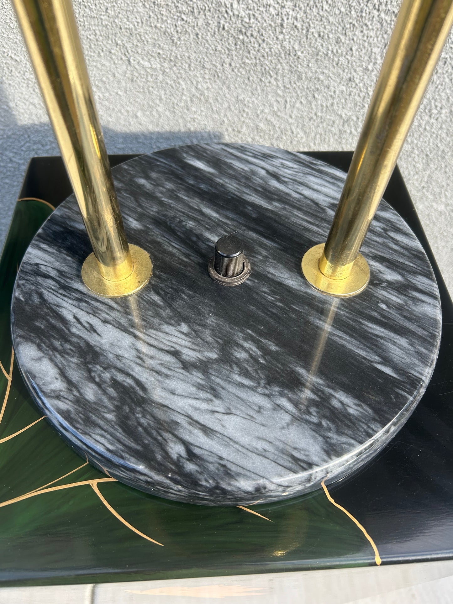 Vintage Post Modern UFO Gold Chrome Marble Base Table Lamp