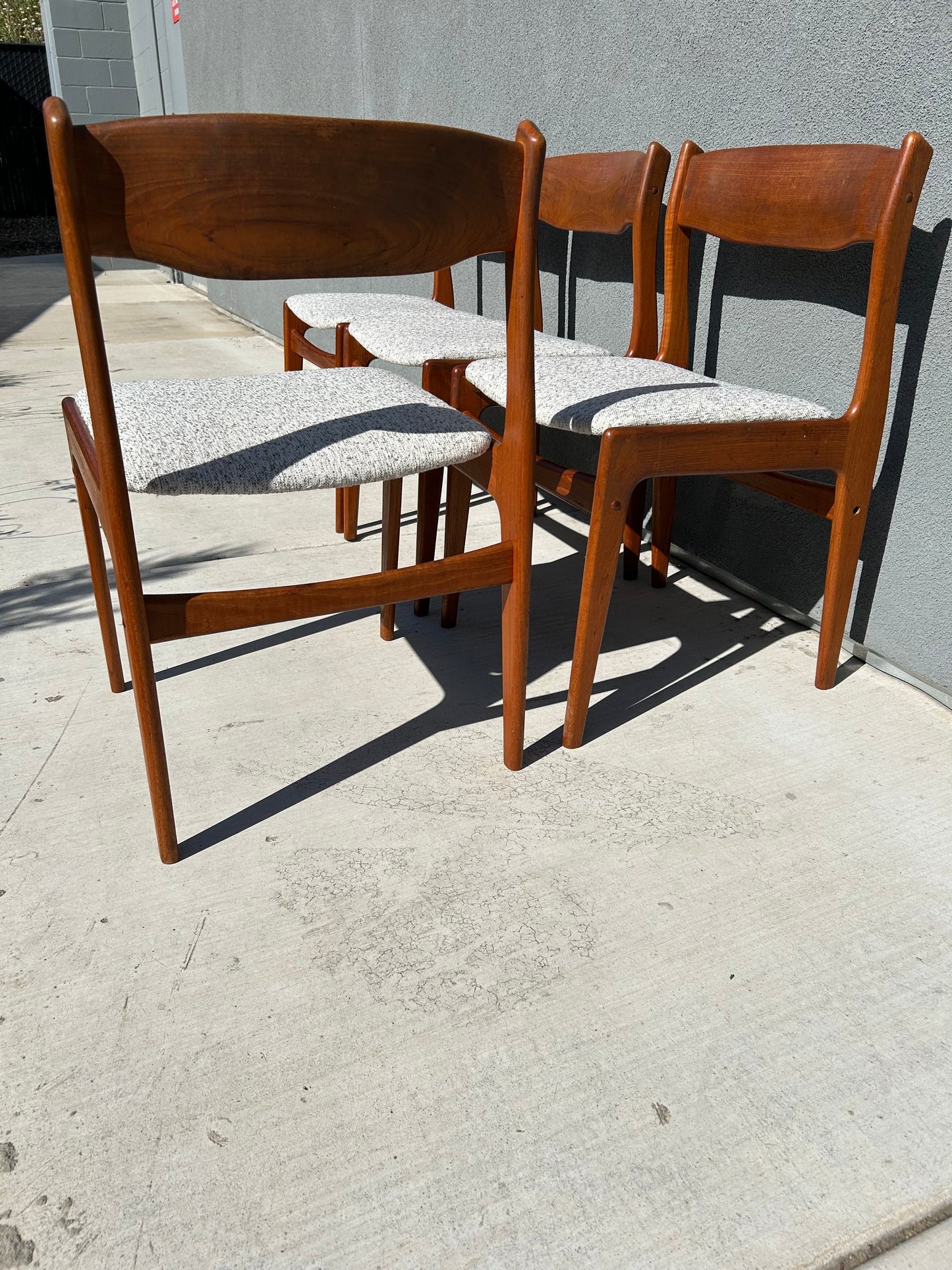 Danish Teak Dining Chairs with New Upholstery, Set of 4