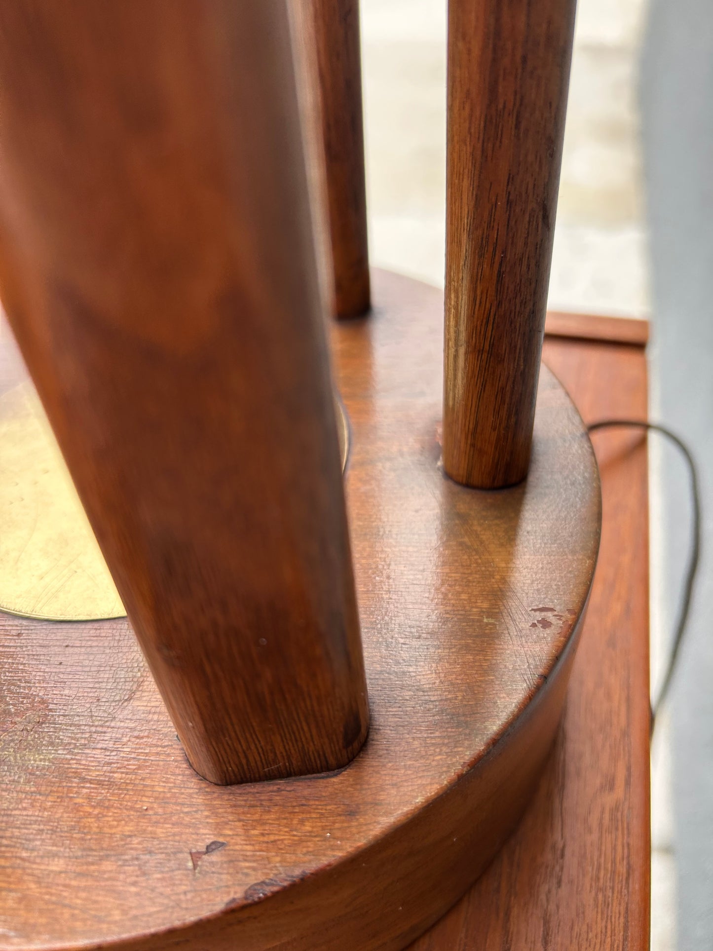Mid Century Walnut and Brass Sculptural Table Lamp by VH Woolums, Circa 1960s