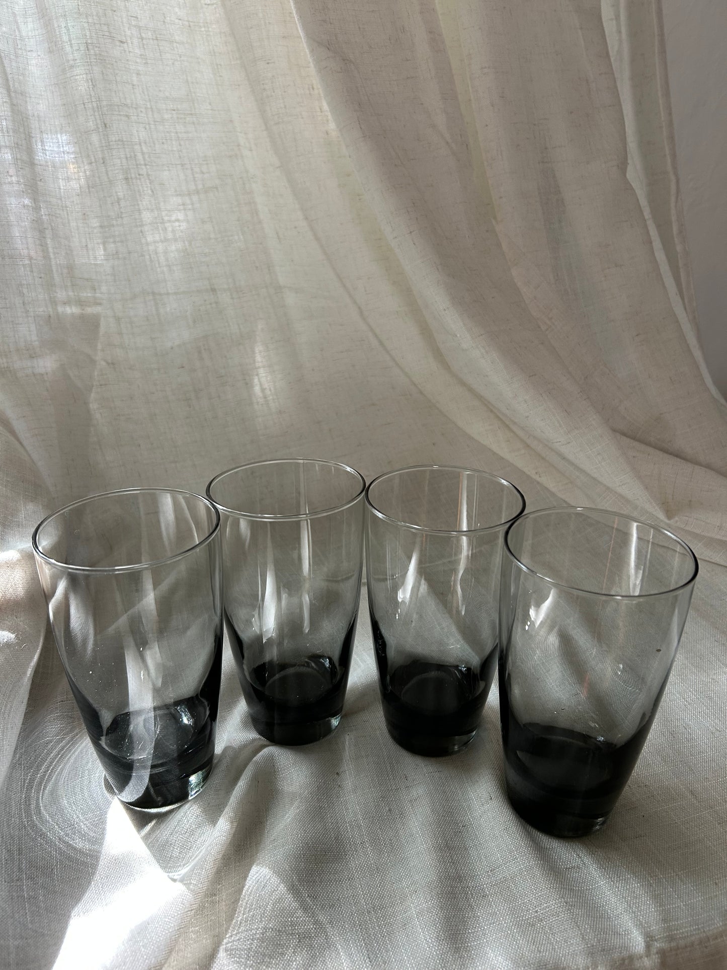 Vintage (Set of 4) Libbey Smokey Gray Highball Glasses