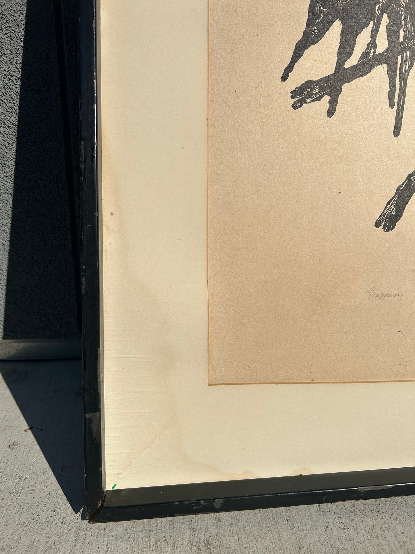 Vintage Signed Original Woodcut Matted and Framed, Jacob Landau, Circa 1960s