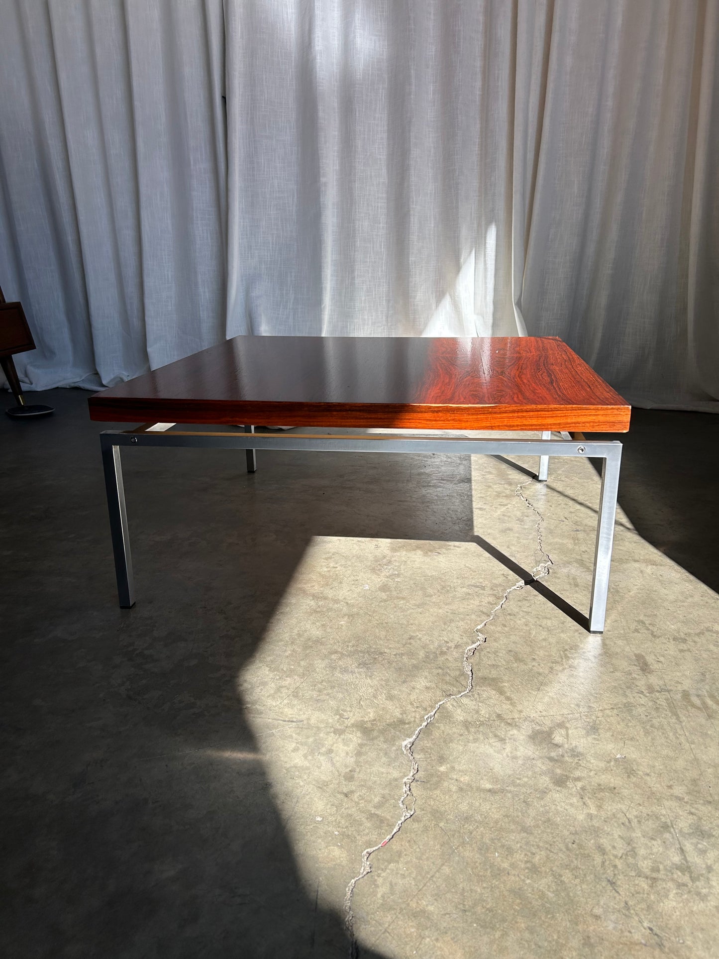 MCM Rosewood and Chrome Floating Coffee Table, Circa 1960s