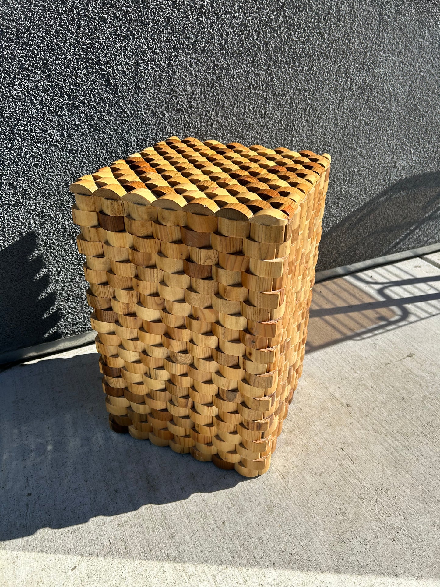 Vintage Modern Recycled Teak Wood Cubic Side Table