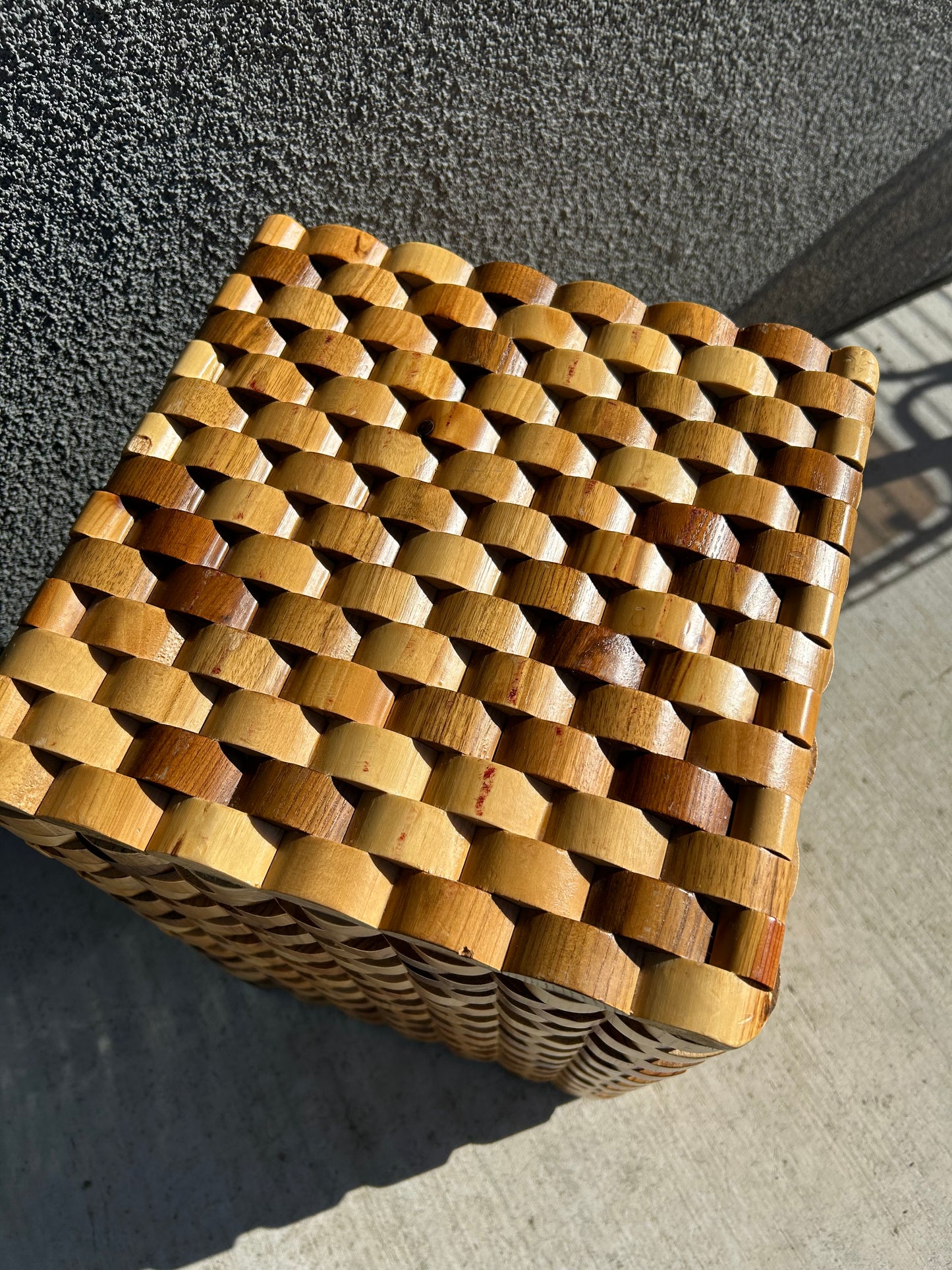 Vintage Modern Recycled Teak Wood Cubic Side Table