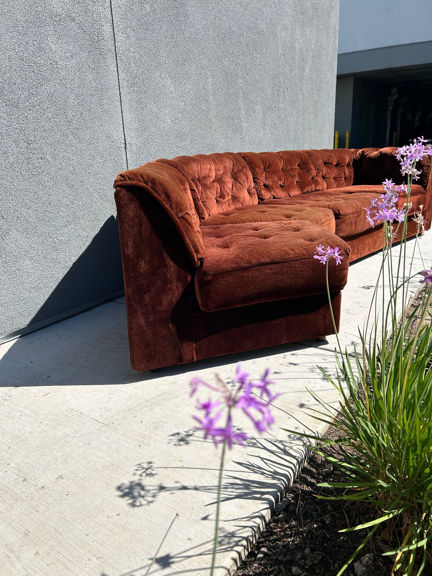 Vintage Sheffield Furniture Co Curved Modular Plush Crush 5 Piece Sectional Sofa, Circa 1970s