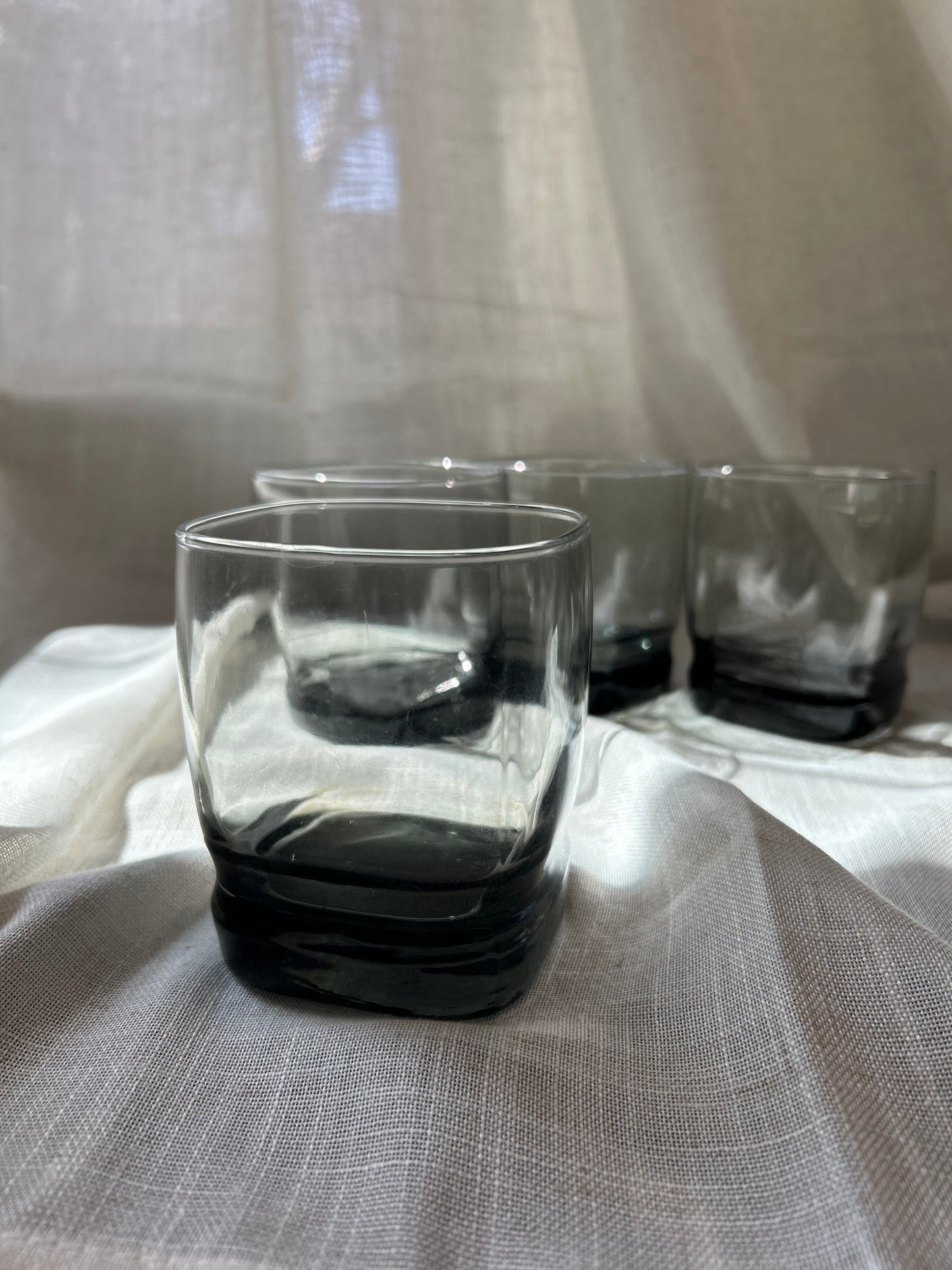 (4) Libbey Smokey Gray Tumblers, Rock Glasses
