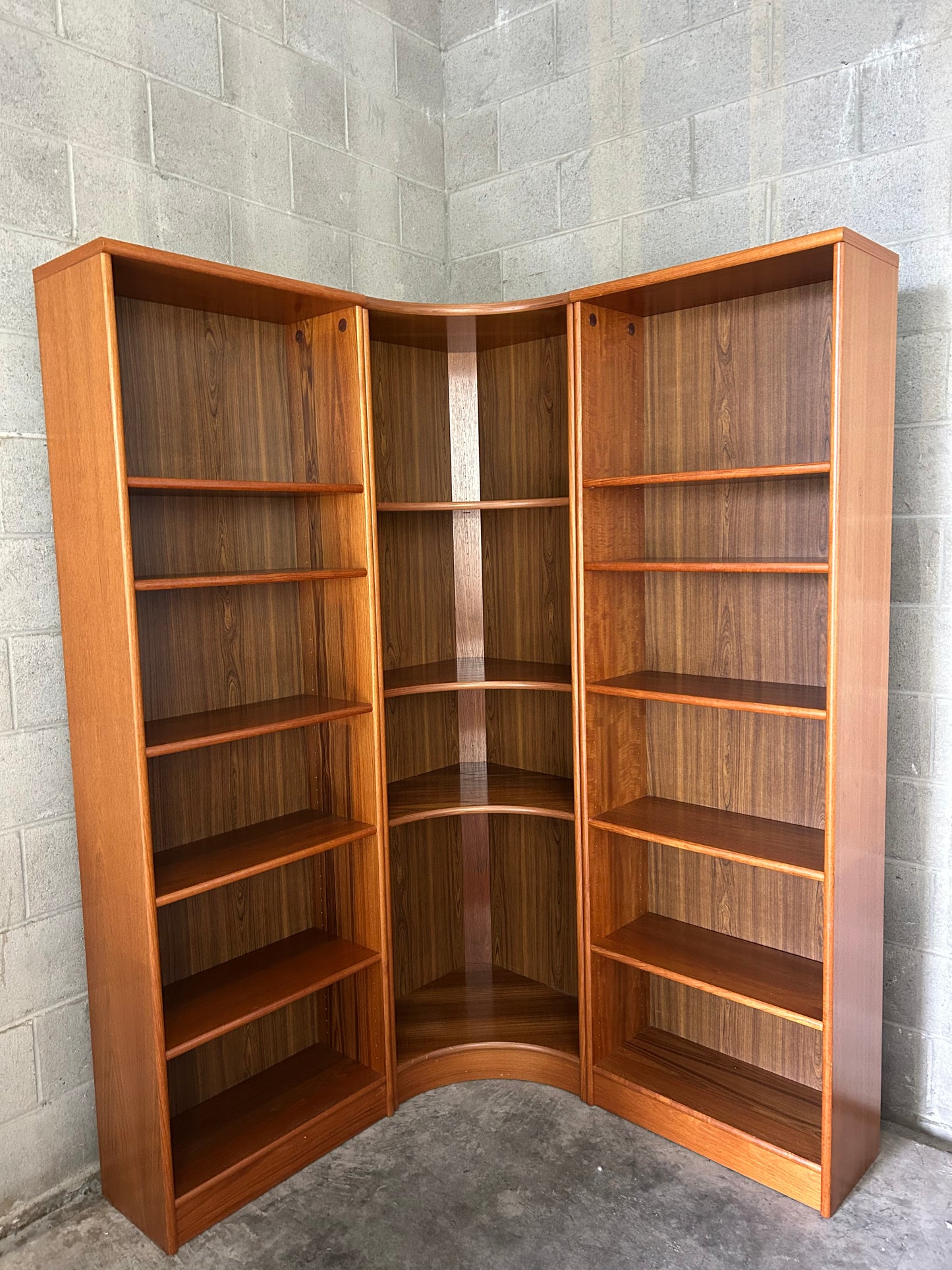 Danish Mid-Century Modern Teak Corner Bookshelves, Set of 3 - Circa 1990s