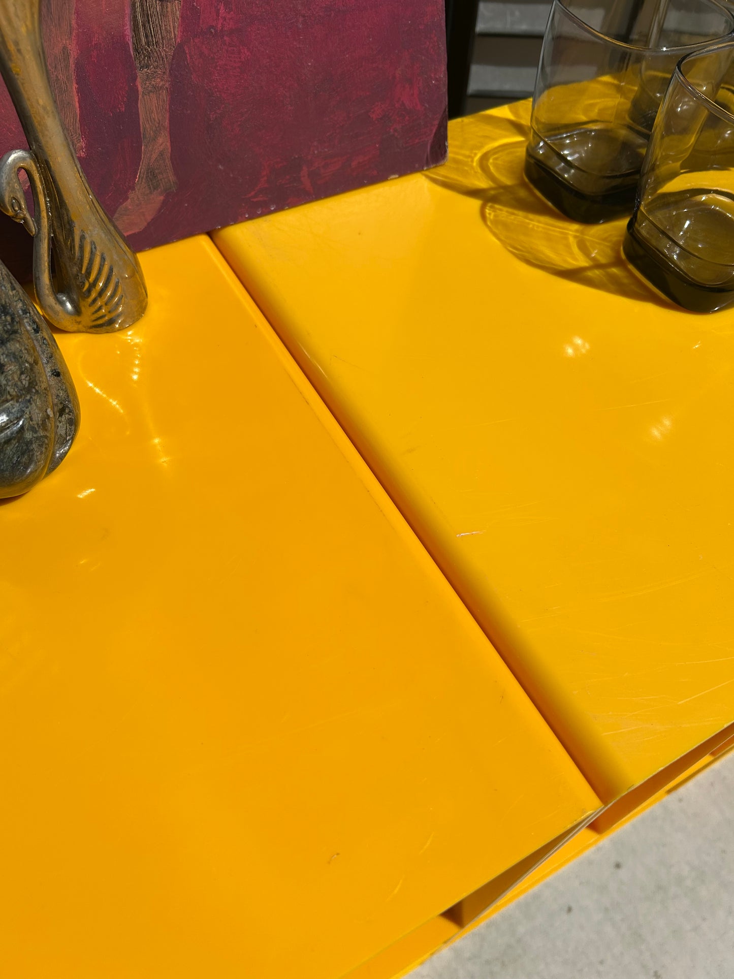 Vintage Yellow Modular Plastic Storage Cubes, Circa 1970s