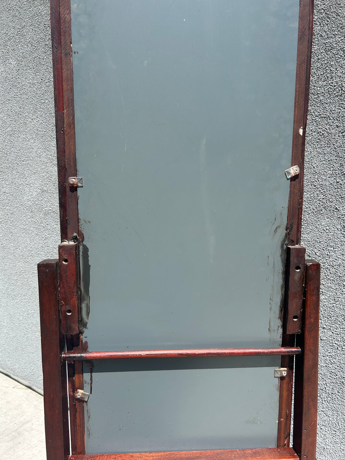 Antique Art Deco Brutalist Standing Mirror, Circa 1920s