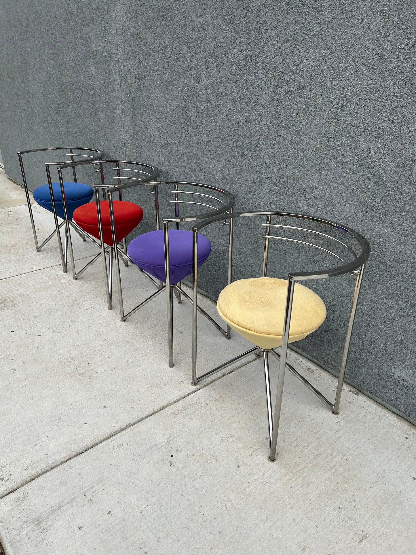 Chrome Post Modern Minson Sculptural Chairs, Set of 4