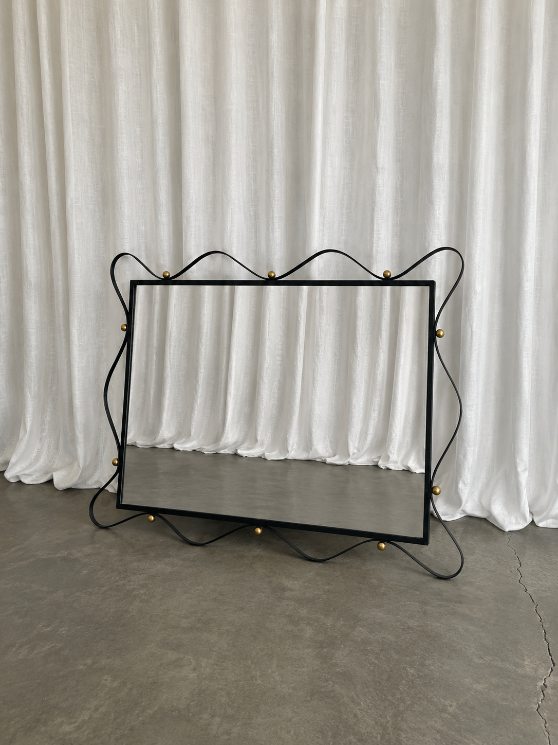 Mid-Century Wrought Iron Mirror in the Style of Jean Royère
