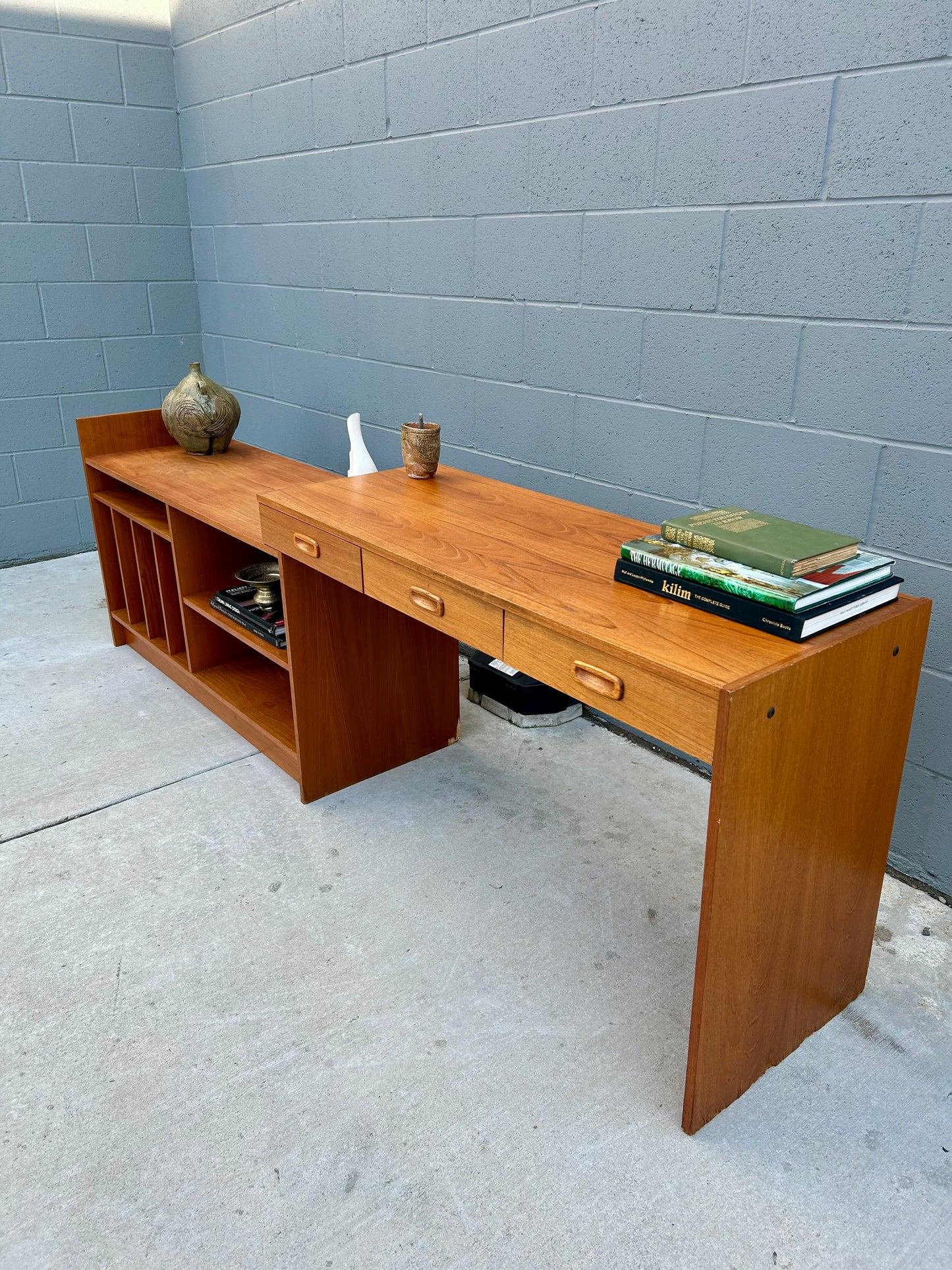 Danish Teak 3-Way Record Console/Desk, circa 1970s