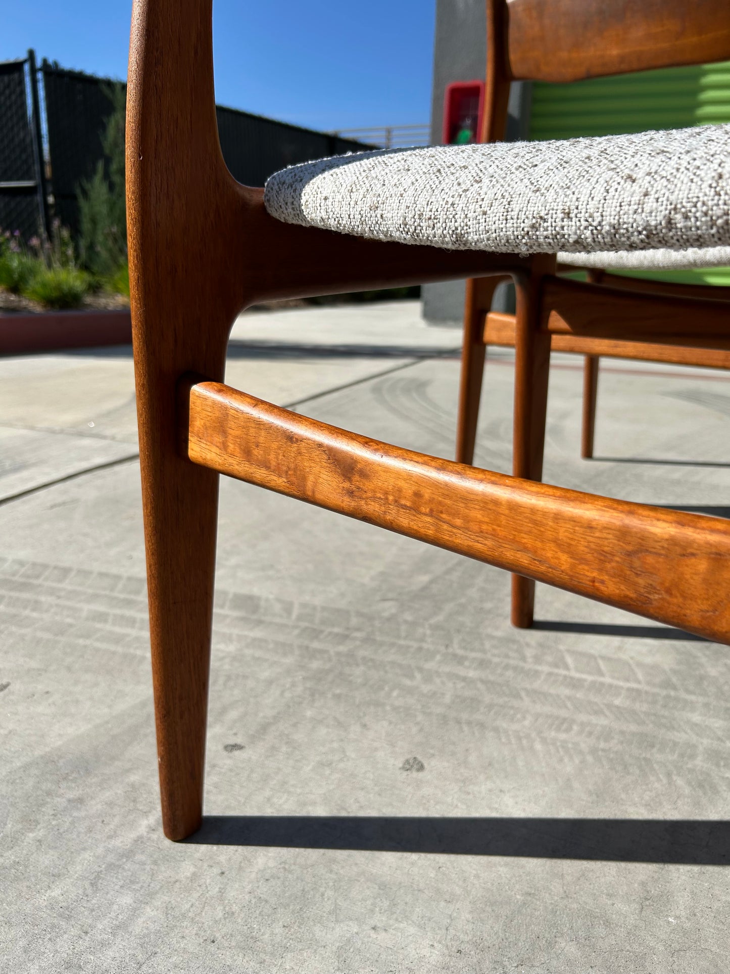 Danish Teak Dining Chairs with New Upholstery, Set of 4