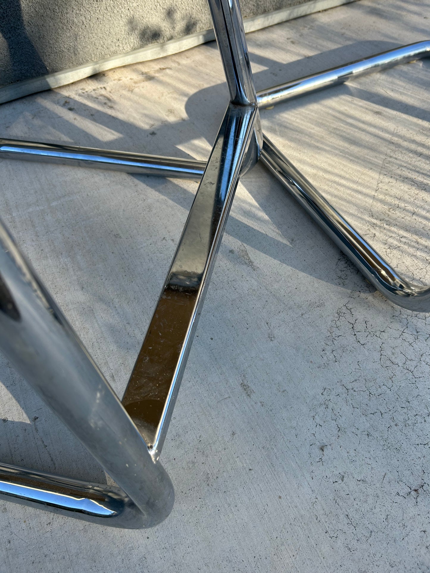 Pair of Tubular Chrome Cantilever Counter Stools, by Acme Chrome Corp, Circa 1970s