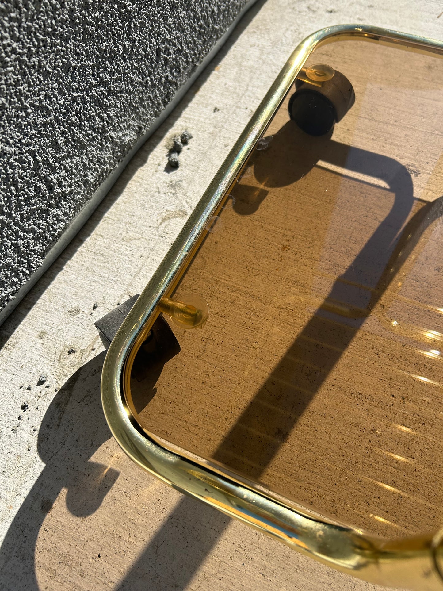 Vintage Tubular Brass Side Table with Magazine Shelf, Circa 1970s