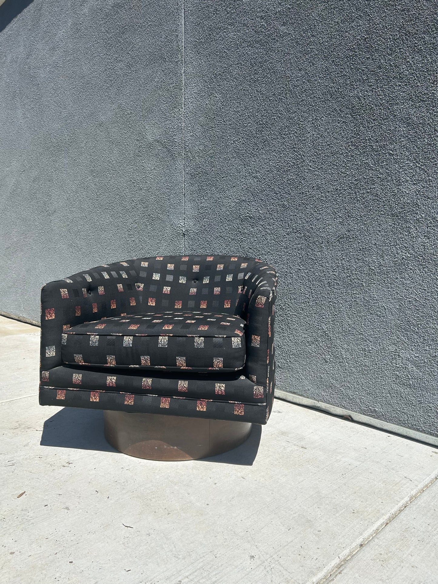 Mid Century Milo Baughman Checkered Tub Chair, Circa 1970s