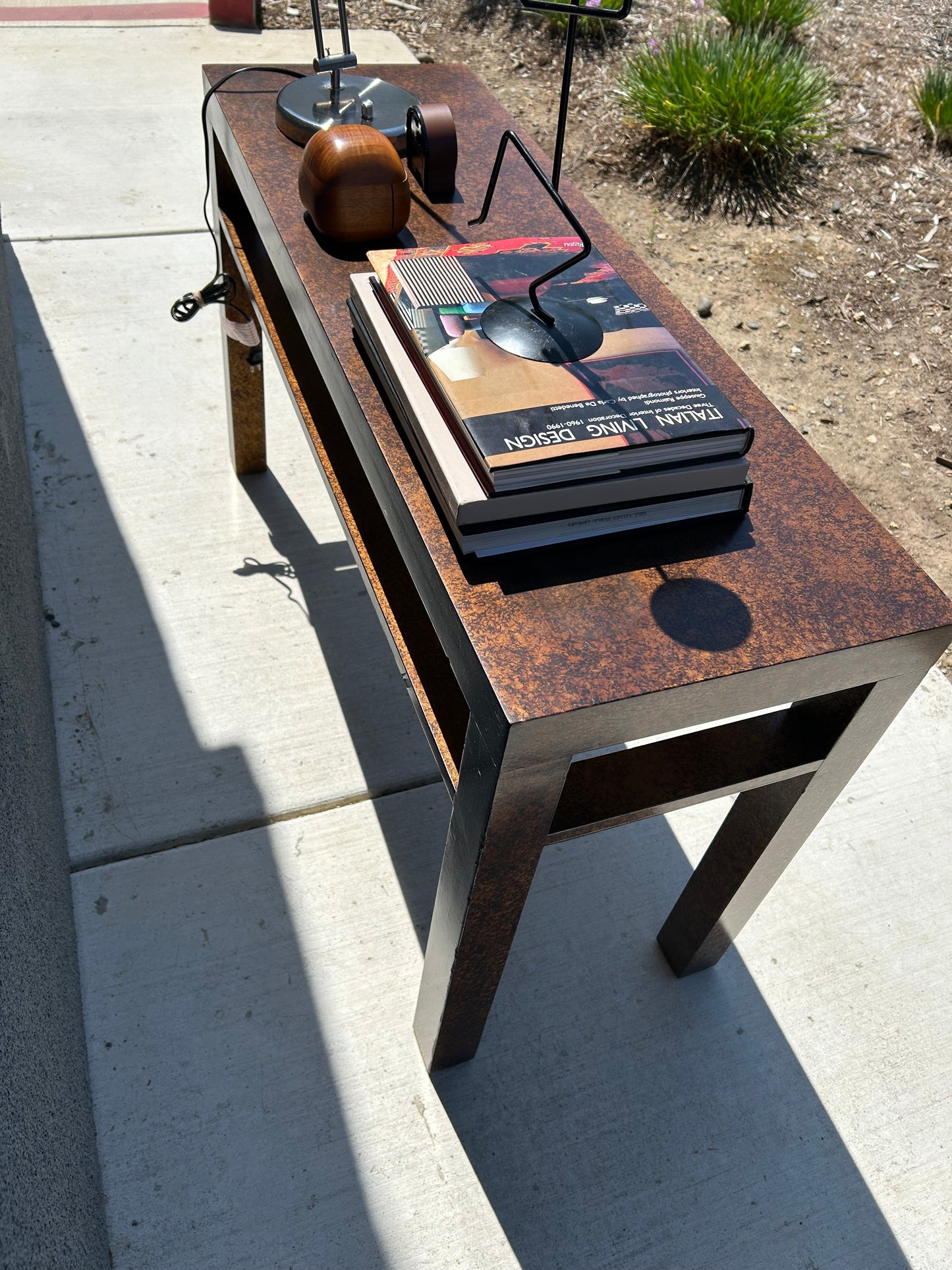 Henredon Mid Century Faux Tortoise Console Table