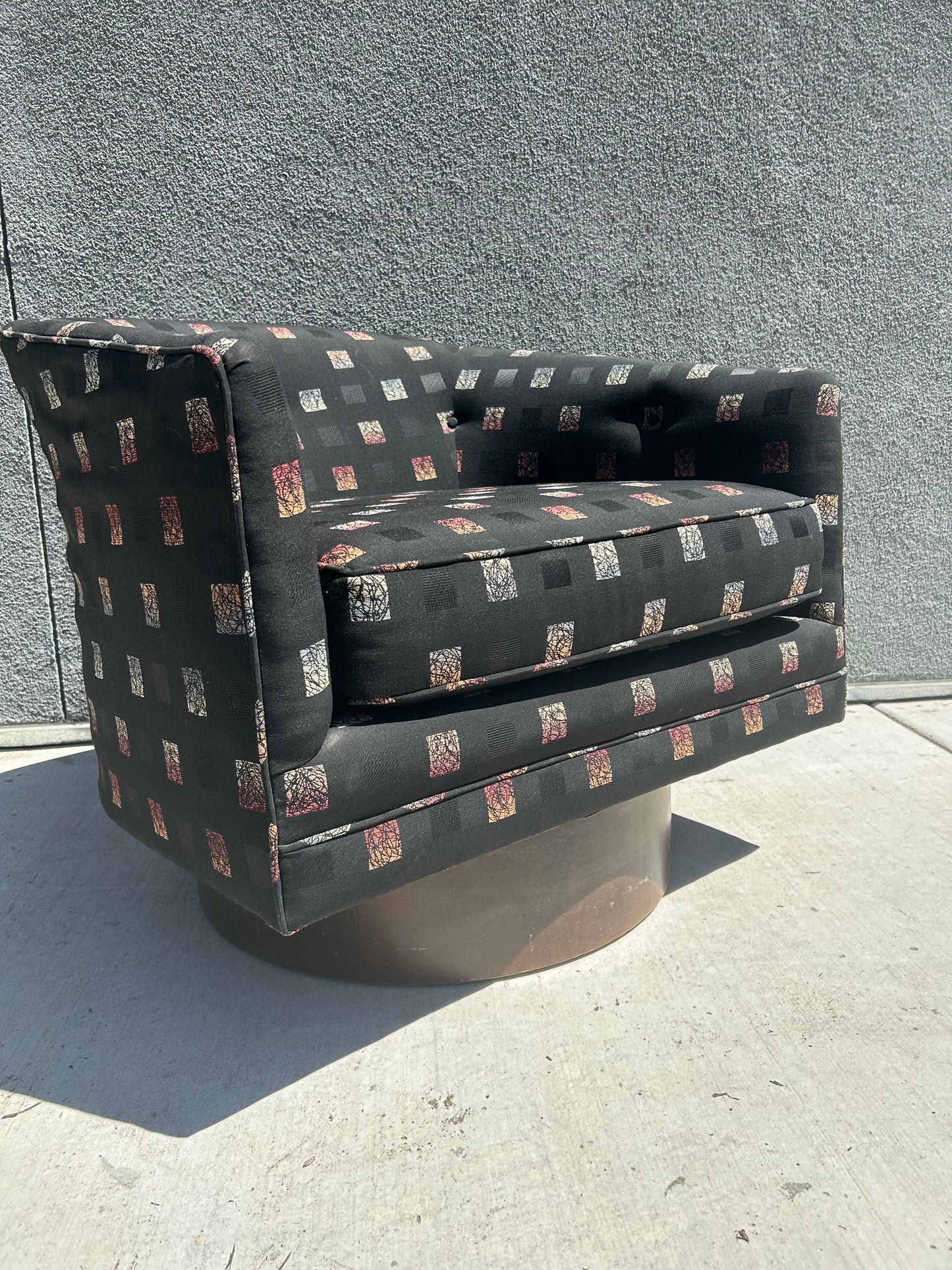 Mid Century Milo Baughman Checkered Tub Chair, Circa 1970s