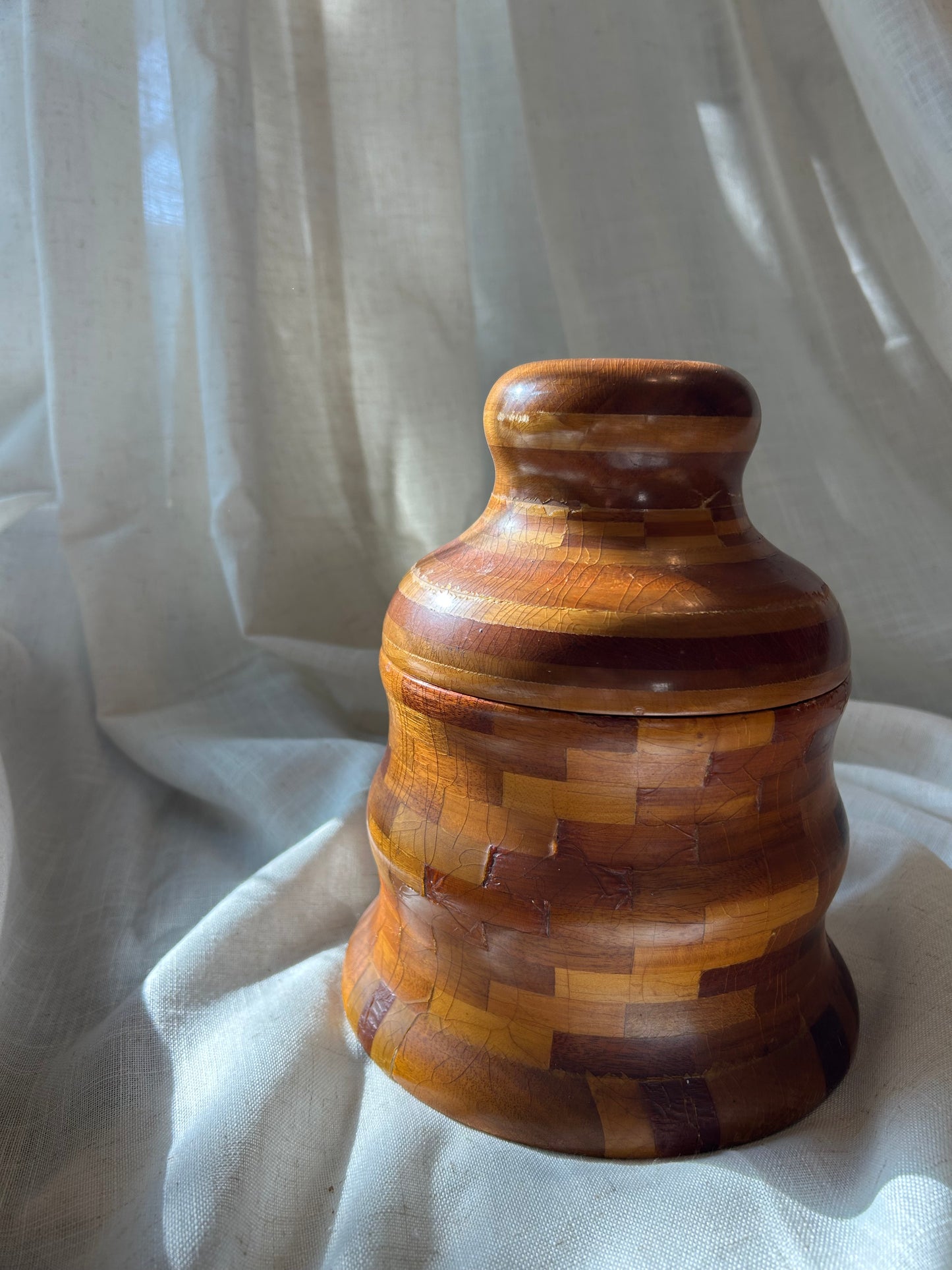 Handmade Multi Wood Turned Jar with Lid
