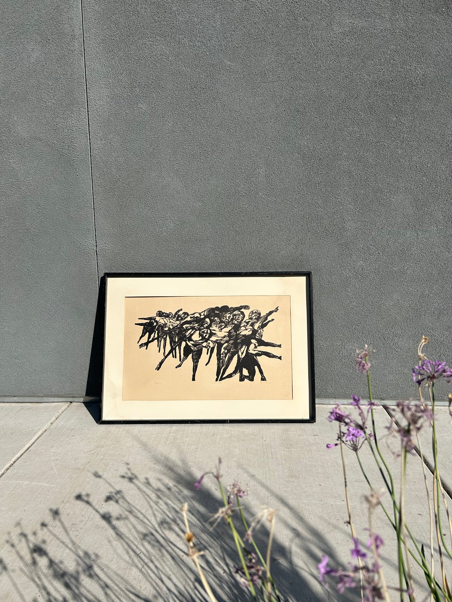 Vintage Signed Original Woodcut Matted and Framed, Jacob Landau, Circa 1960s