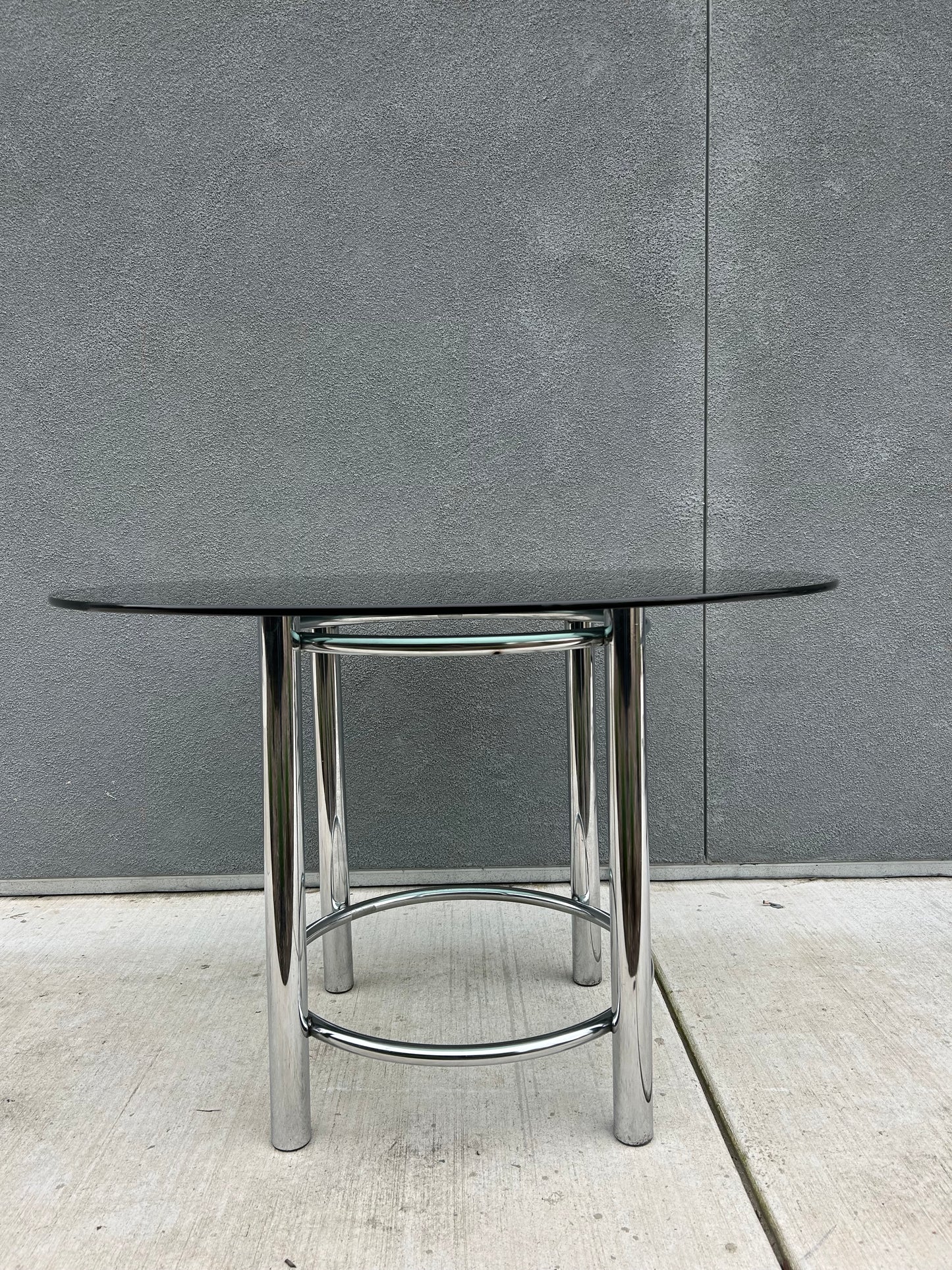 Vintage Tubular Chrome and Smoked Glass Dining Table