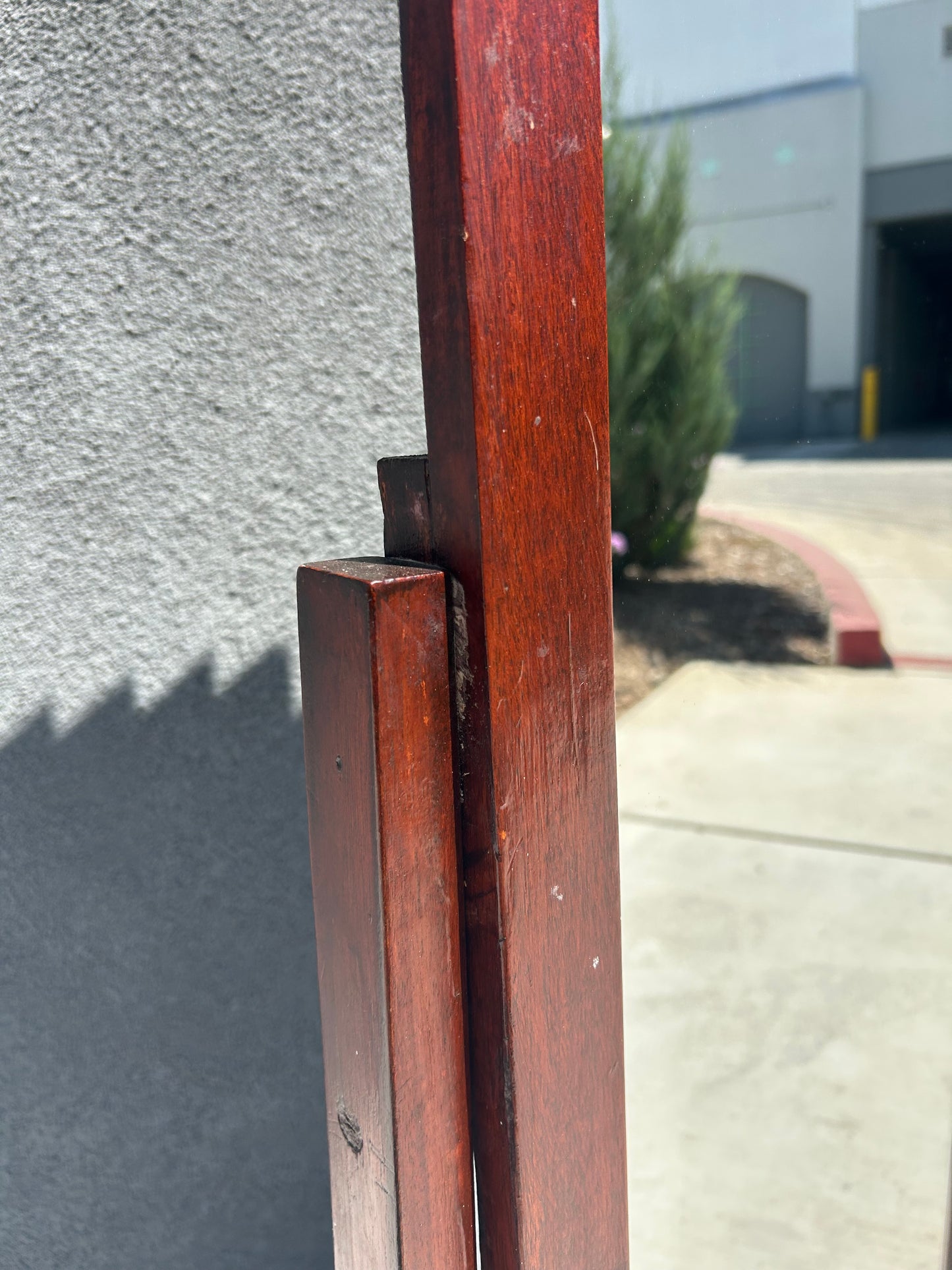 Antique Art Deco Brutalist Standing Mirror, Circa 1920s