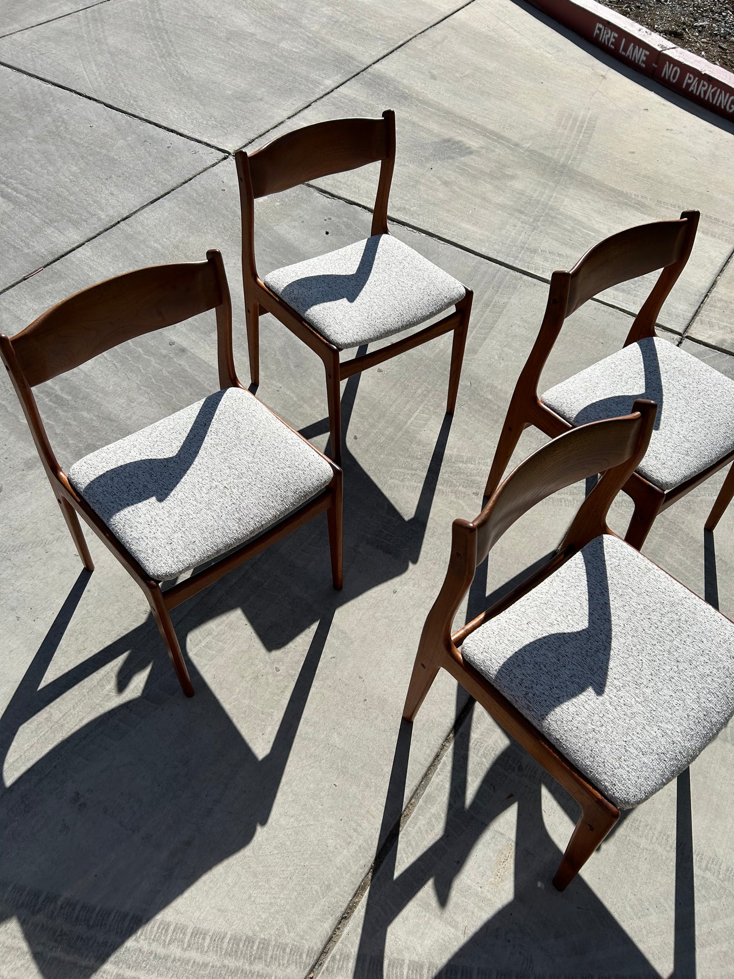 Danish Teak Dining Chairs with New Upholstery, Set of 4