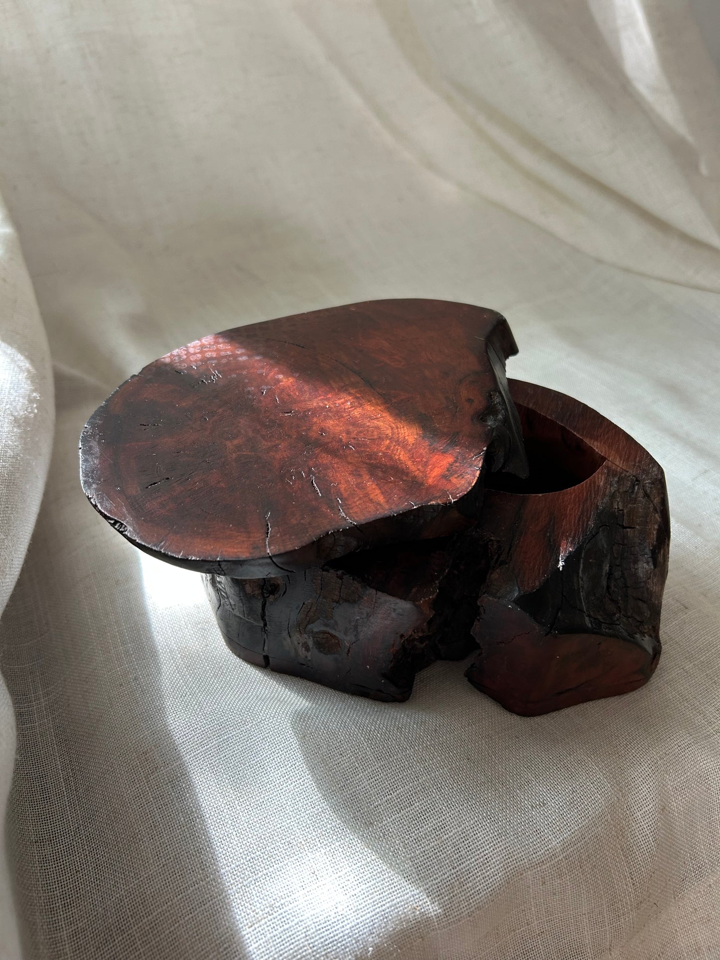 Vintage California Redwood Slice Trinket Box