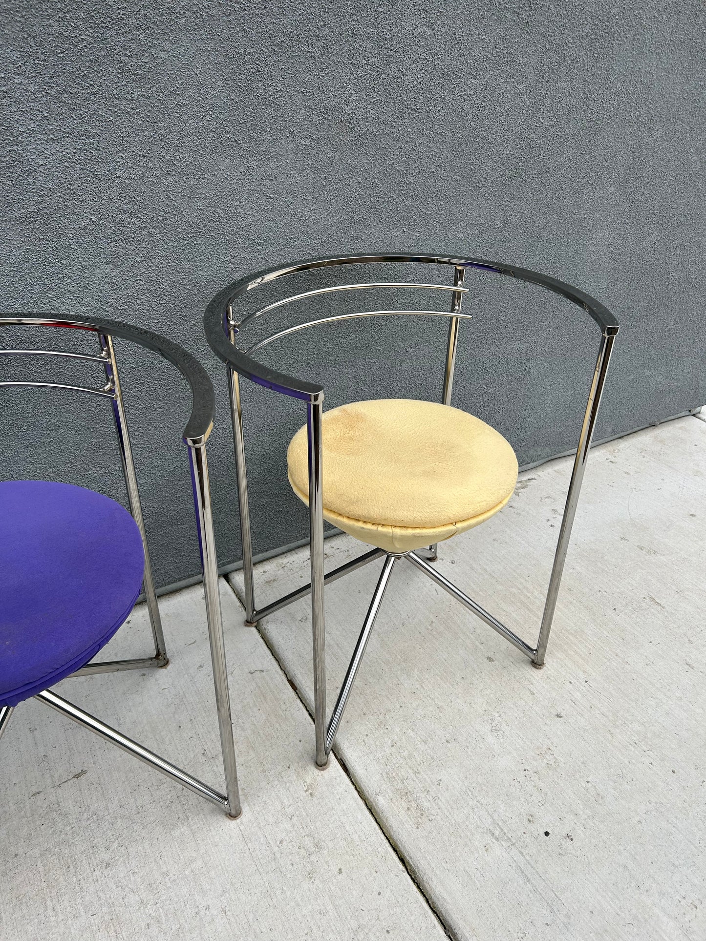 Chrome Post Modern Minson Sculptural Chairs, Set of 4