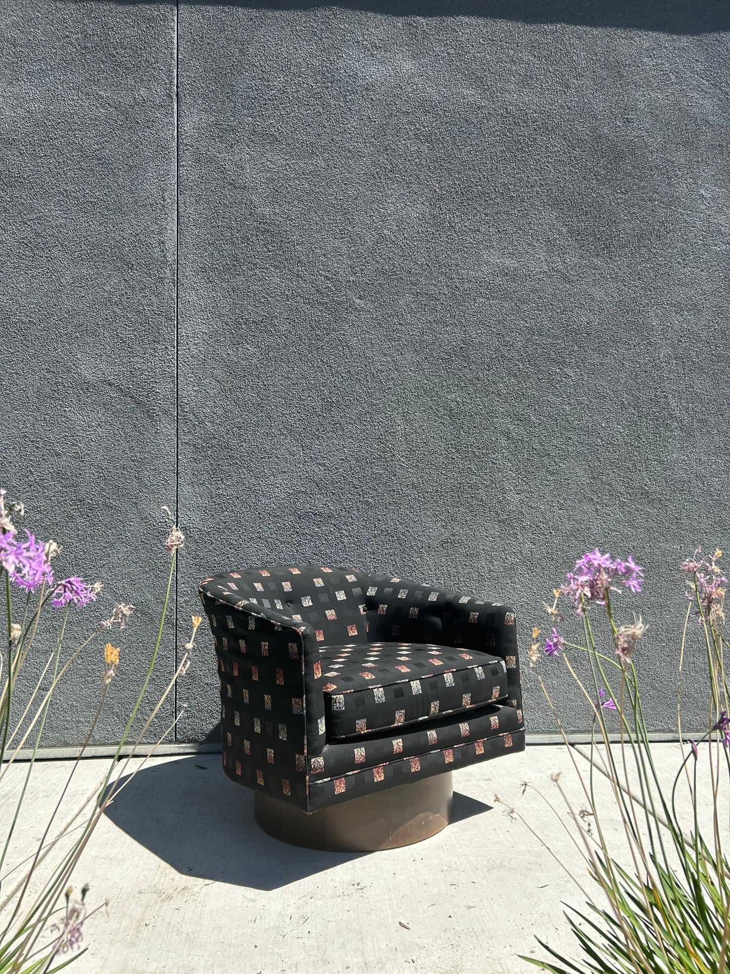 Mid Century Milo Baughman Checkered Tub Chair, Circa 1970s