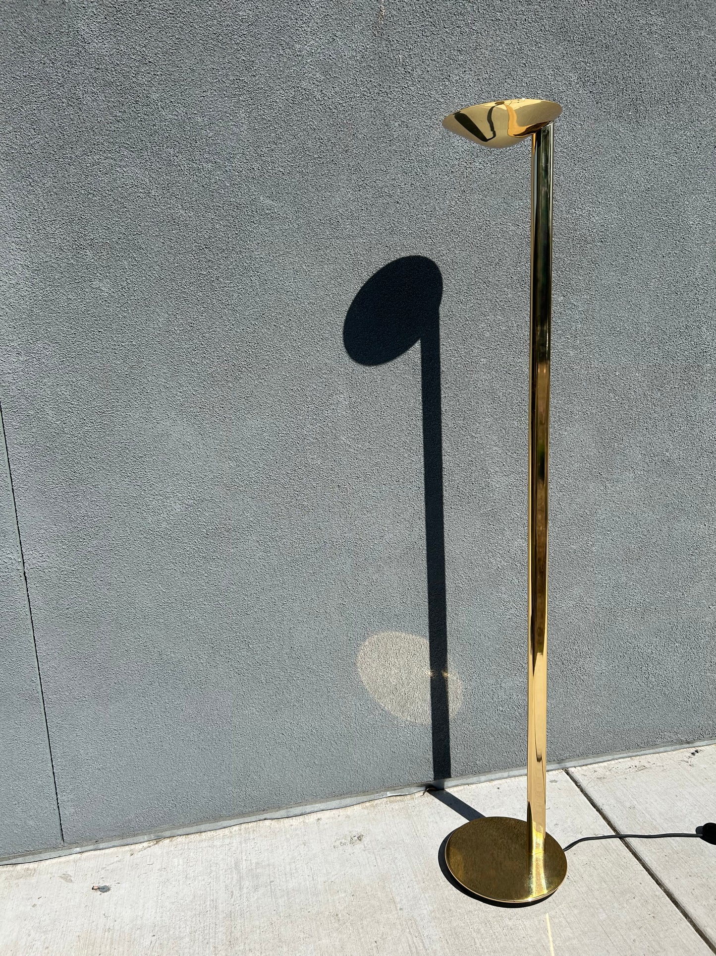 Minimal Brass Torch Floor Lamp, Circa 1980s