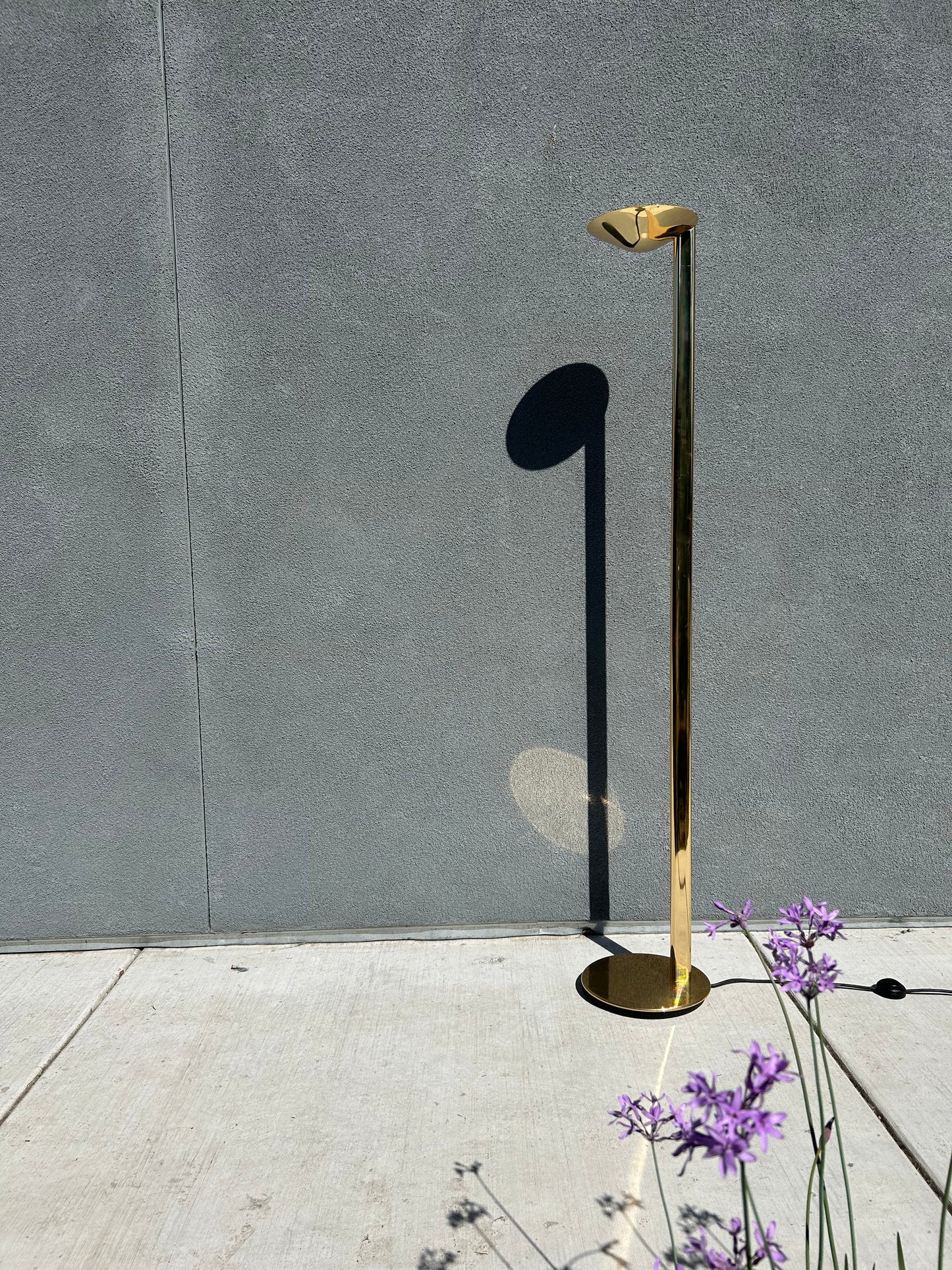 Minimal Brass Torch Floor Lamp, Circa 1980s