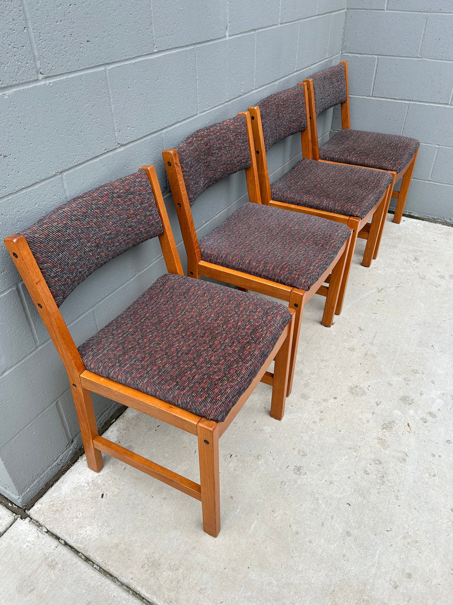 MCM Solid Teak Dining Chairs Scandinavian Modern, Set of 4