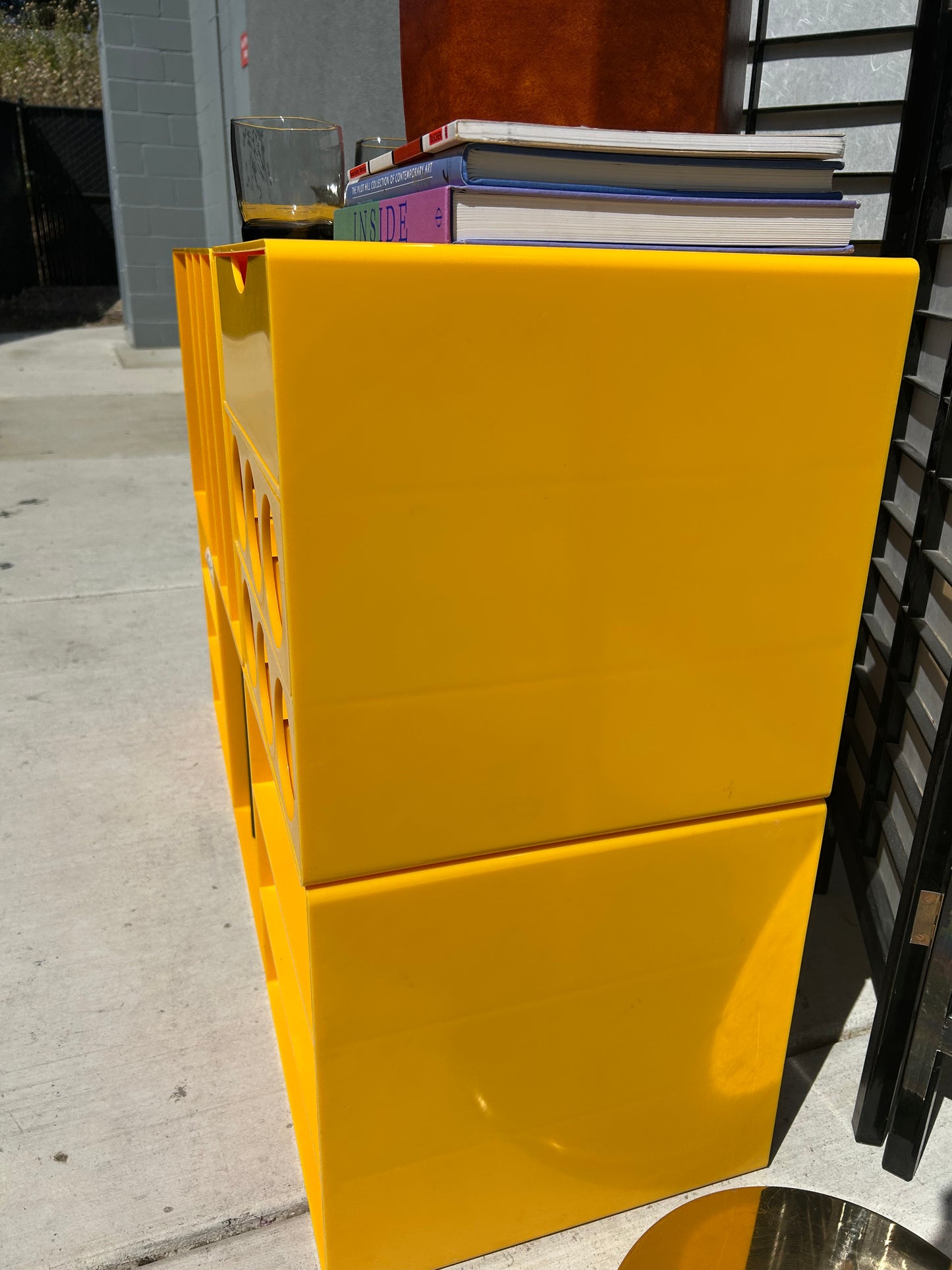 Vintage Yellow Modular Plastic Storage Cubes, Circa 1970s