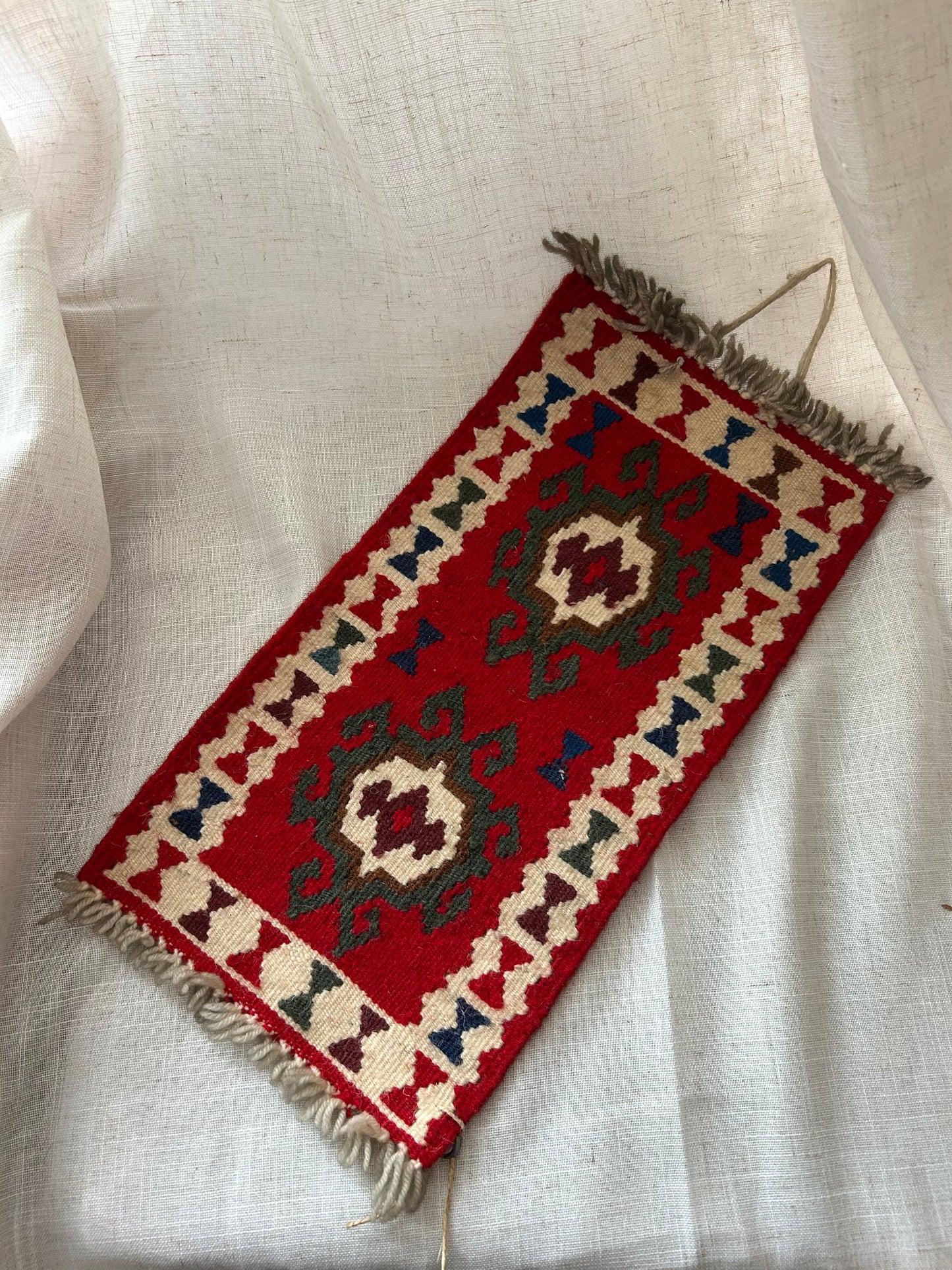 Vintage hand made wool tribal Knit Wall Hanging
